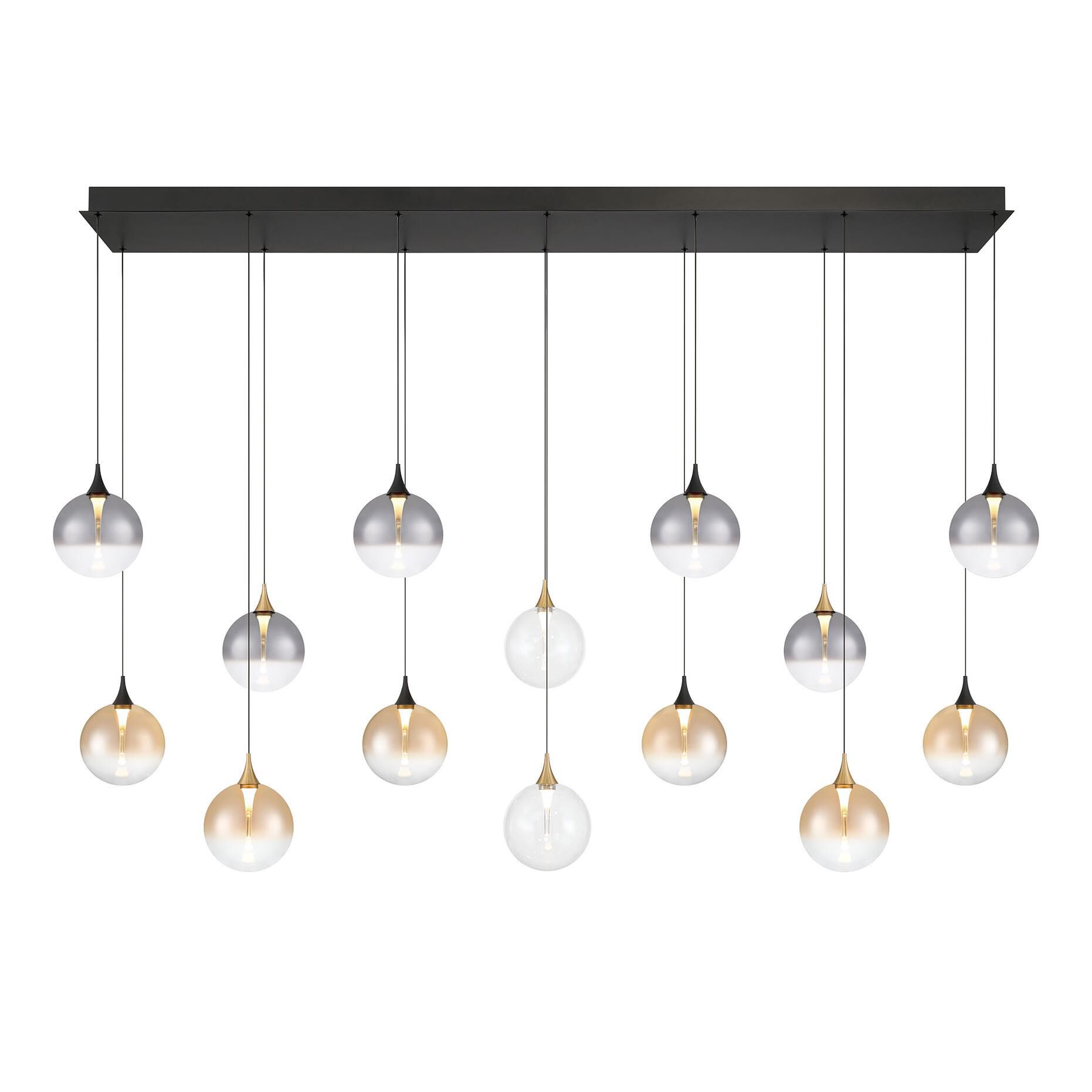 Shown in Gold-Black finish and Mixed glass