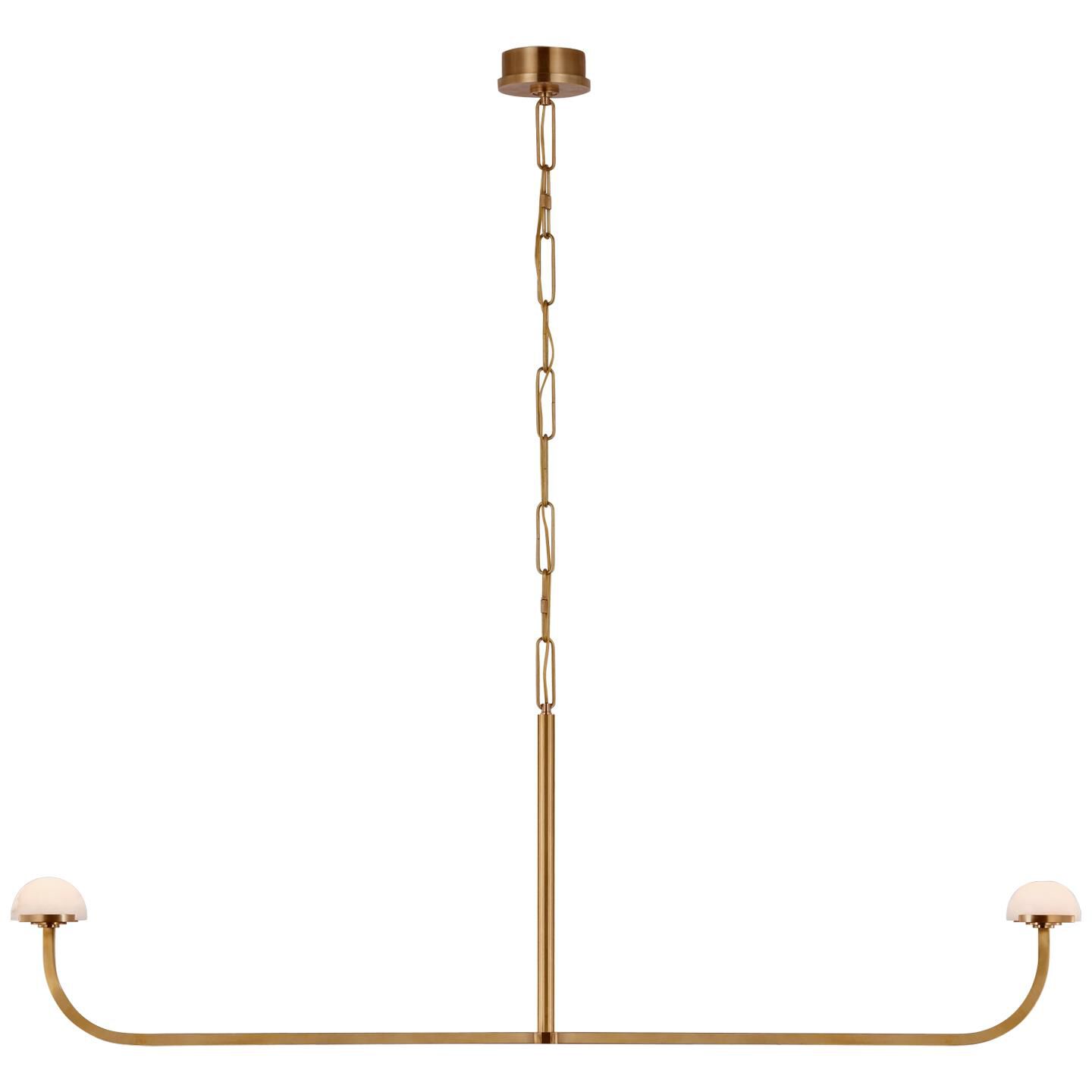 Shown in Antique-Burnished Brass finish and Alabaster glass