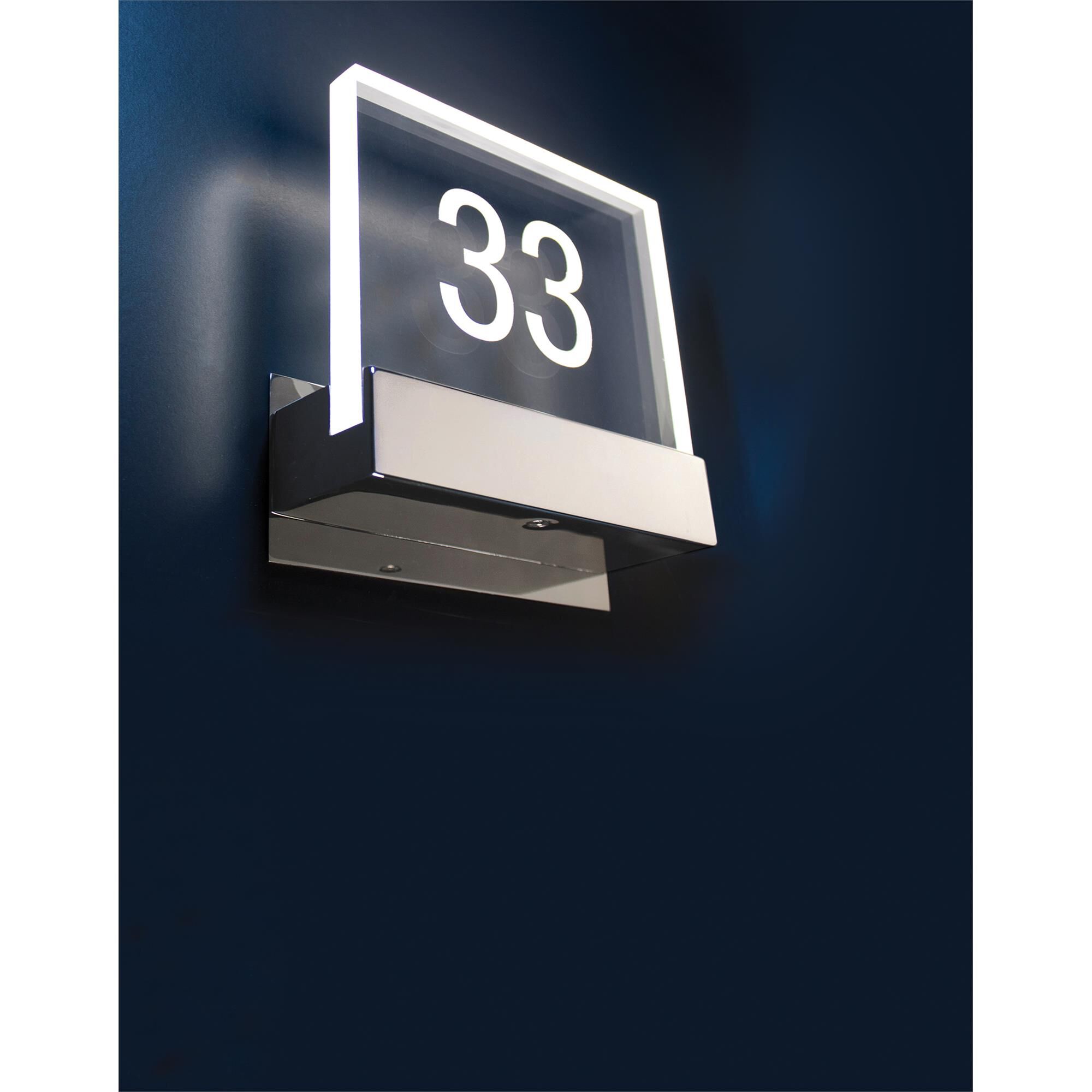 Shown in Chrome finish and Clear Acrylic glass