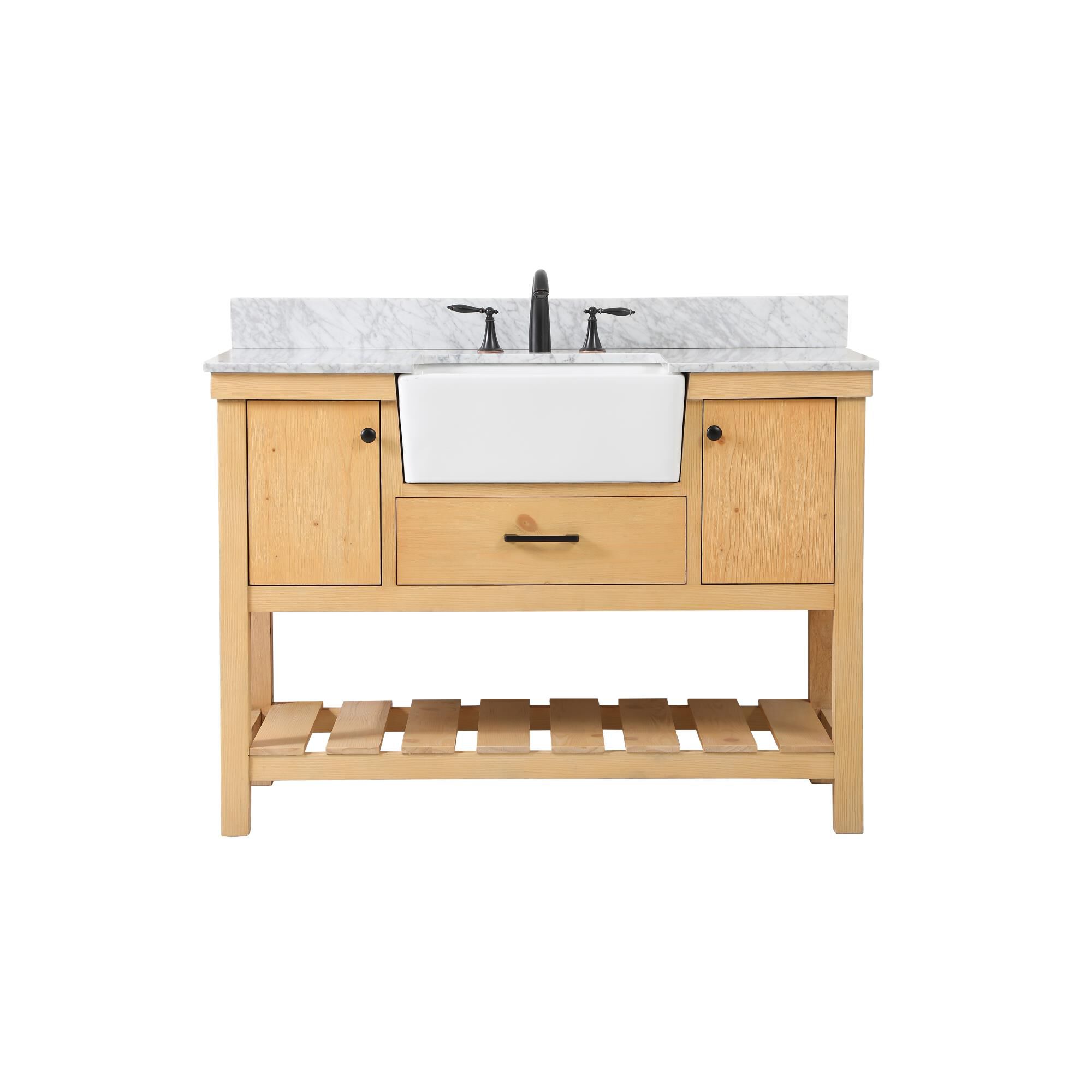 Shown in Natural Wood finish and With Backsplash accent