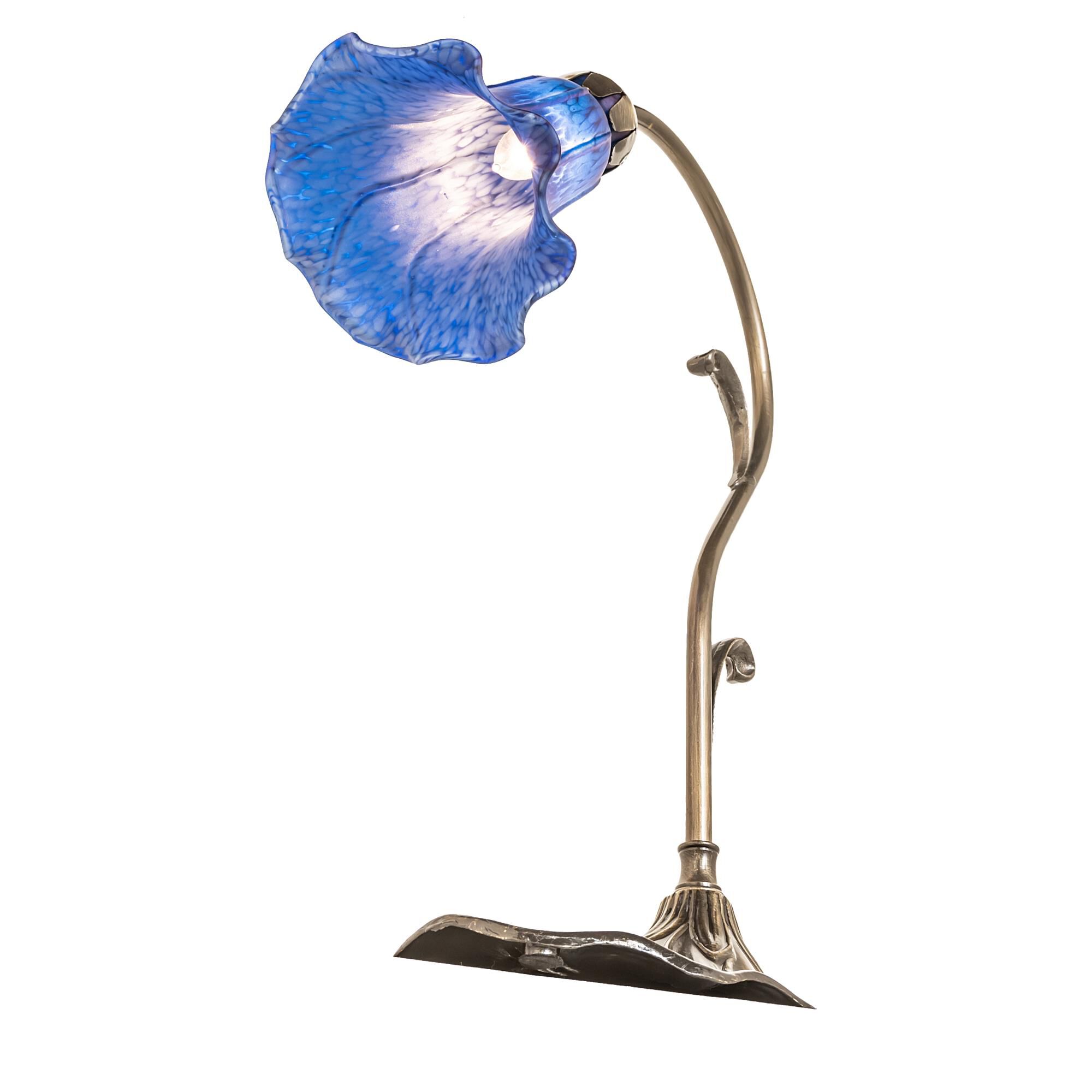 Shown in Antique Brass finish and Blue glass