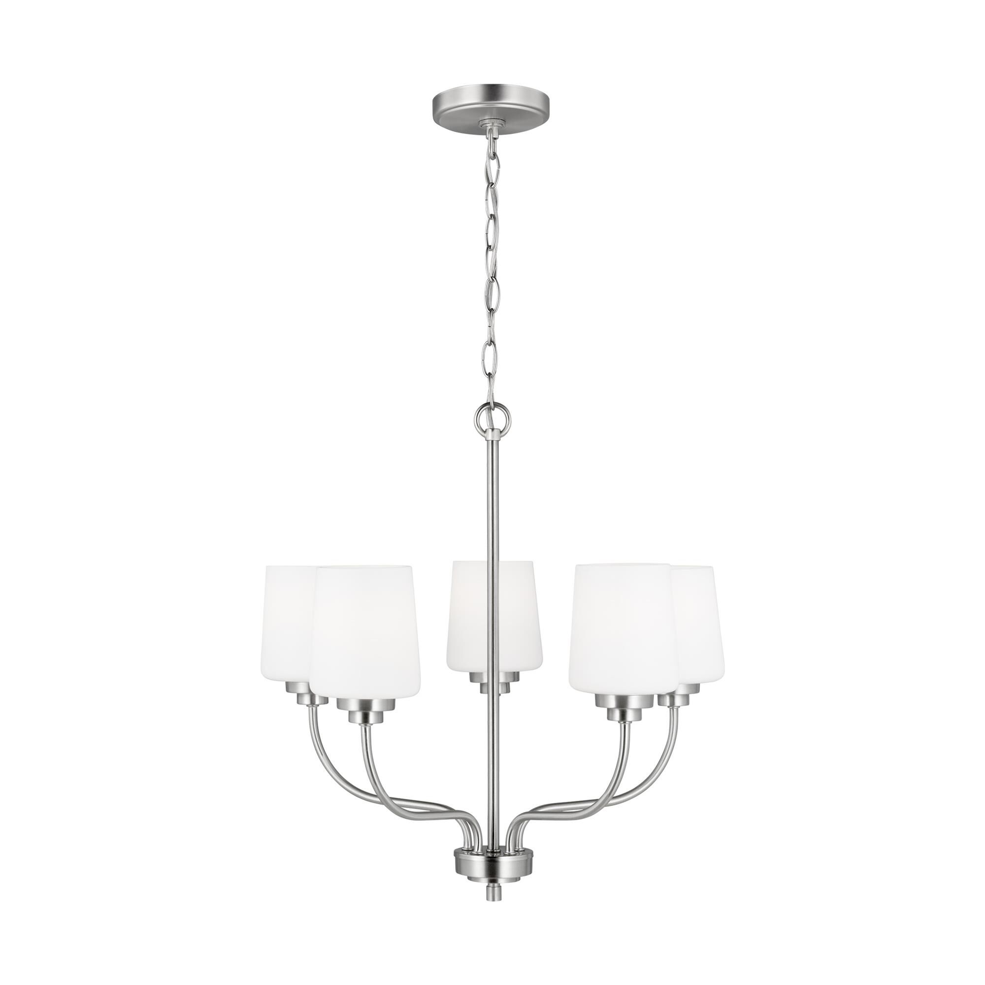 Shown in Brushed Nickel finish and Etched / White Inside glass and Etched / White Inside Glass s shade