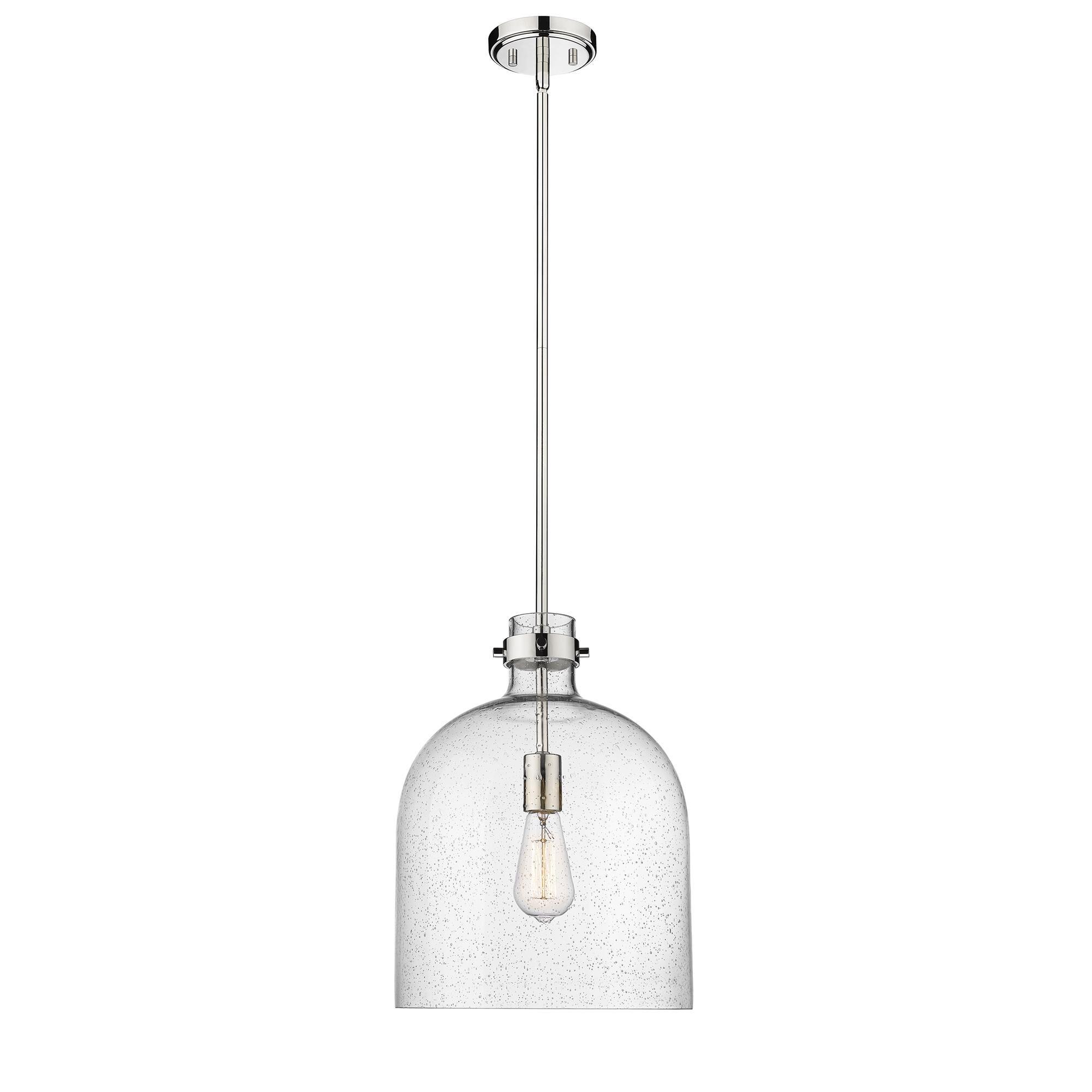 Shown in Polished Nickel finish and Glass shade