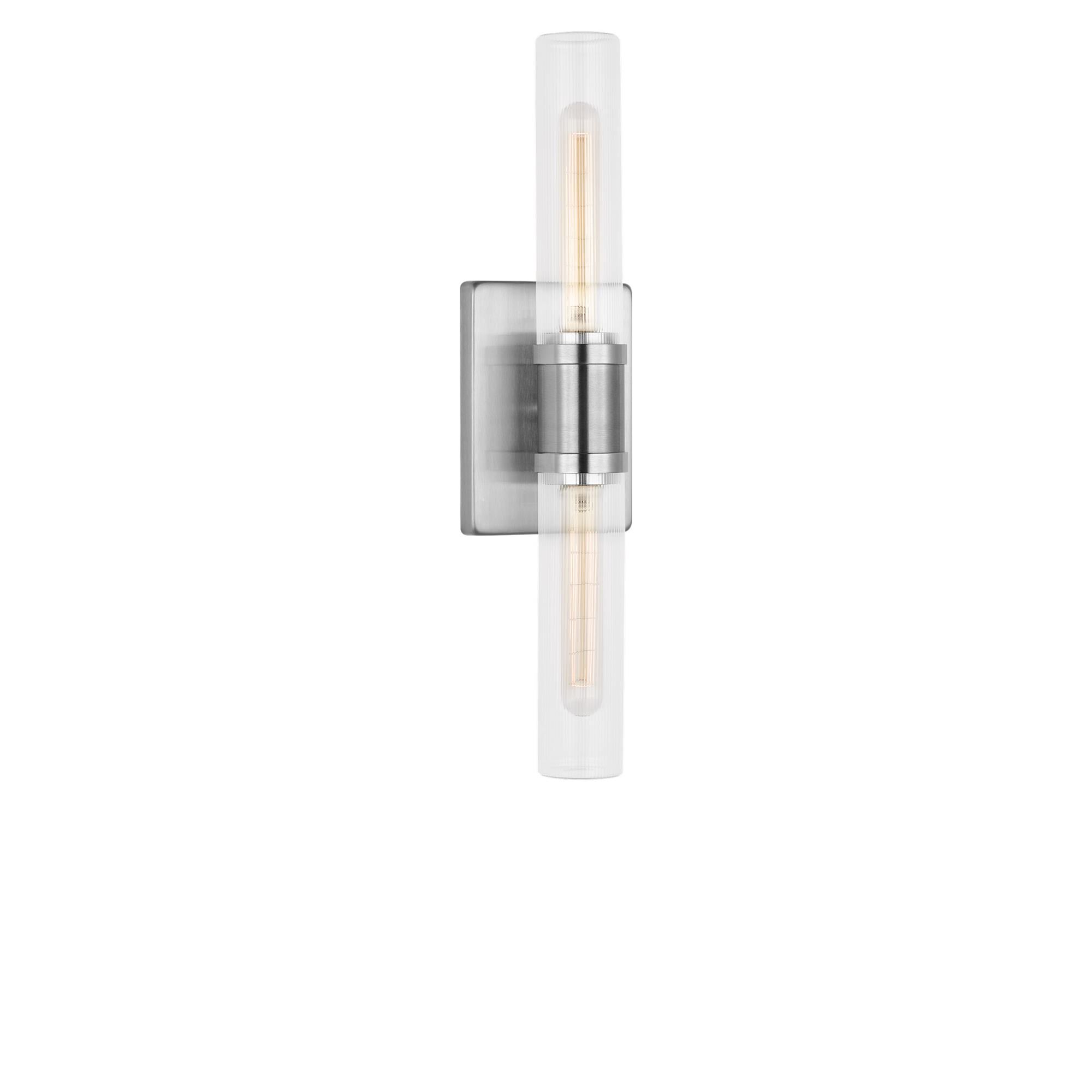 Shown in Brushed Nickel finish and Clear Fluted glass