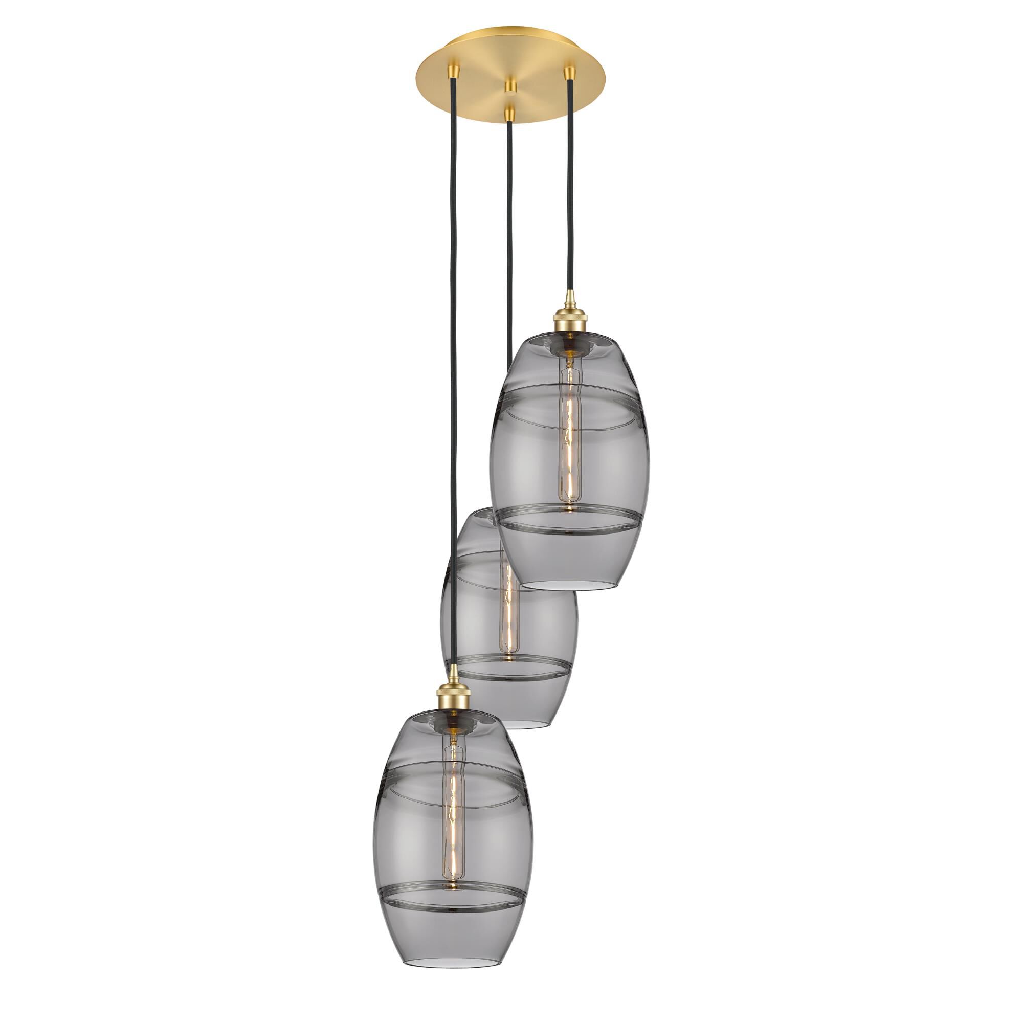 Shown in Satin Gold finish and Light Smoke glass