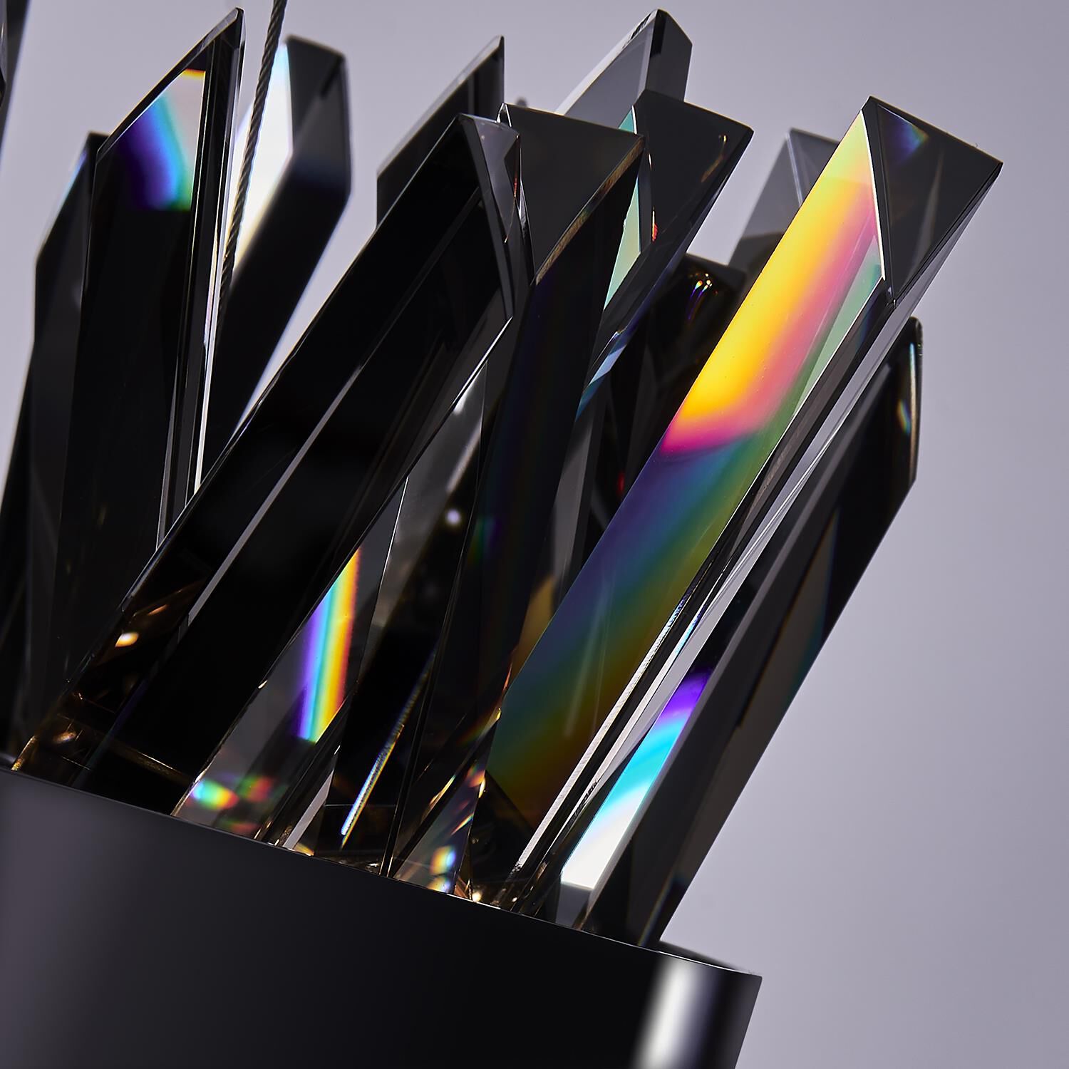 Shown in Black Nickel finish and Smoked Firenze crystal