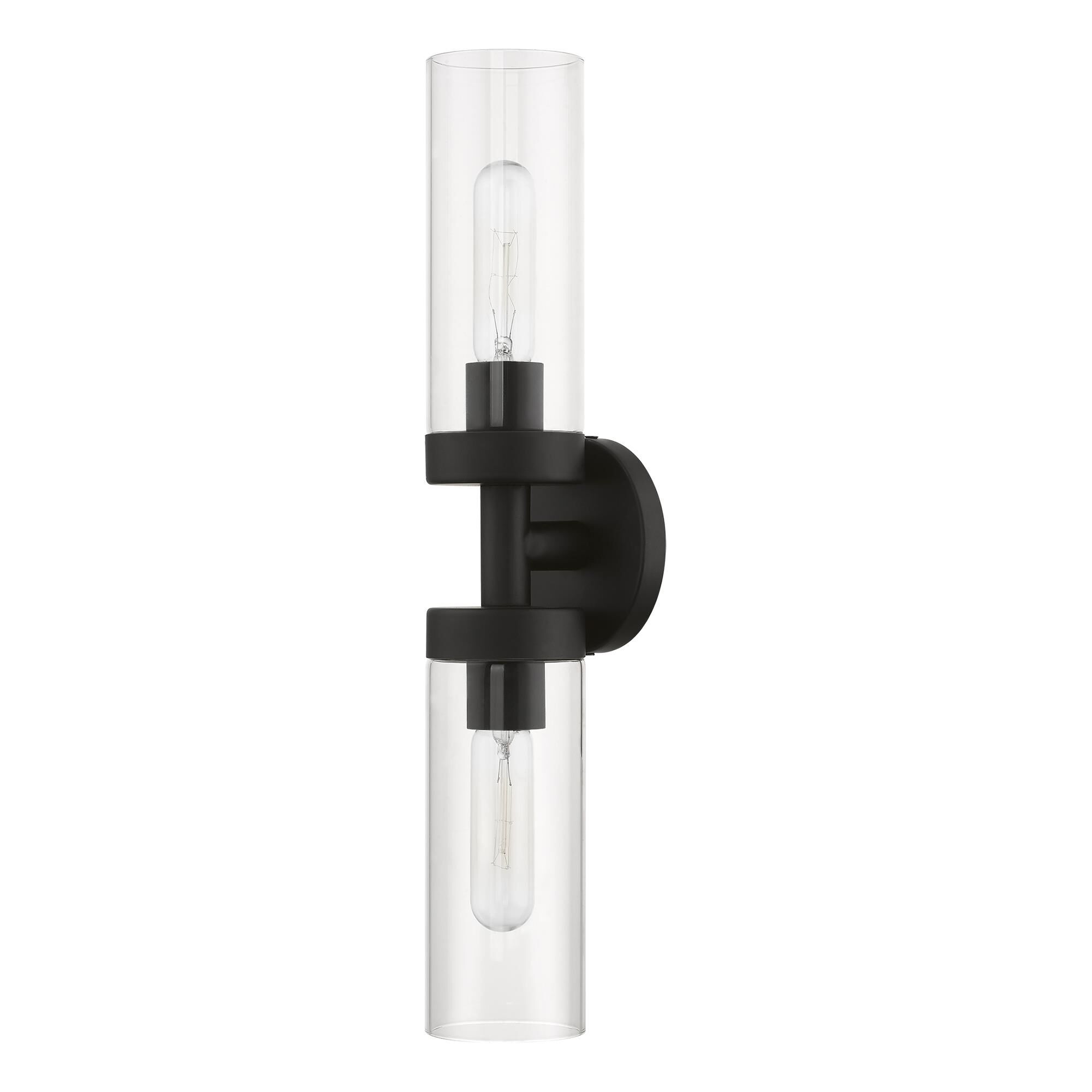 Shown in Black finish and Clear glass