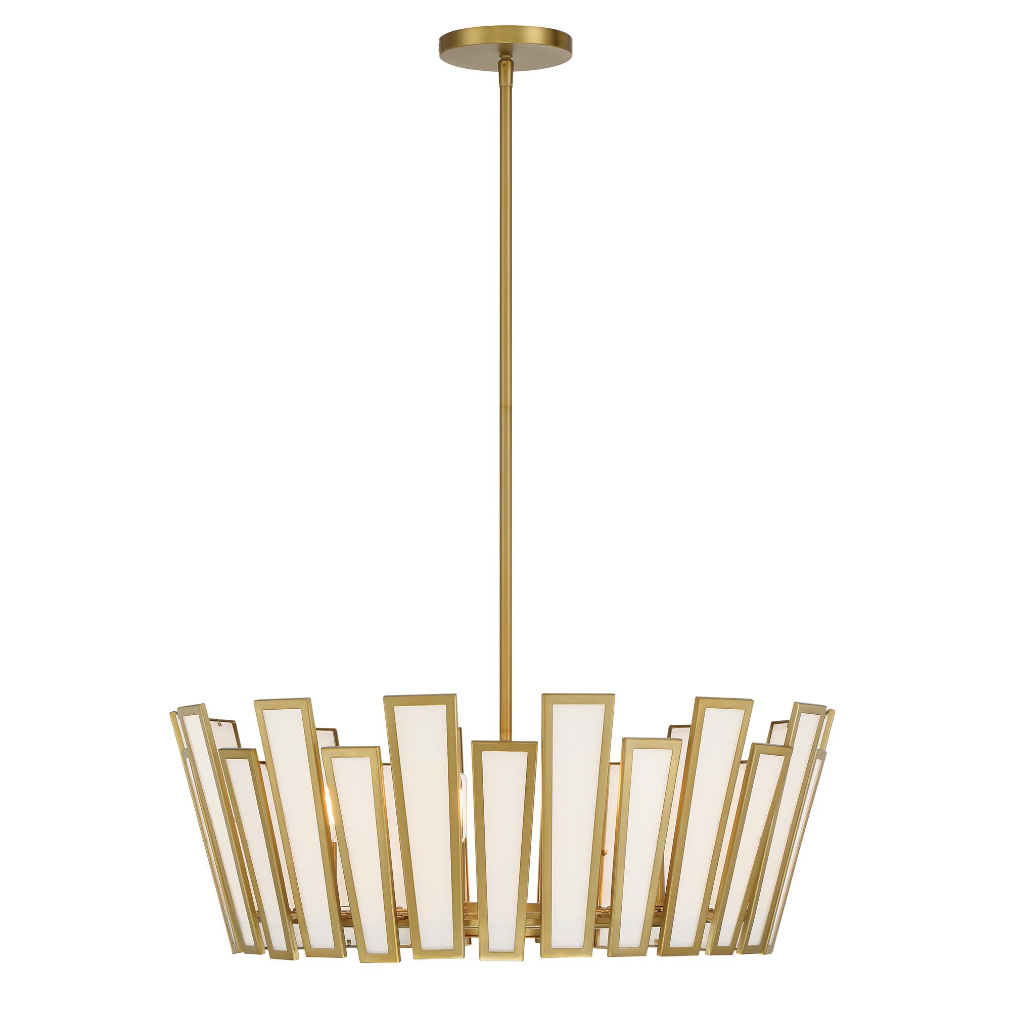 Shown in Soft Brass finish and White Silk glass