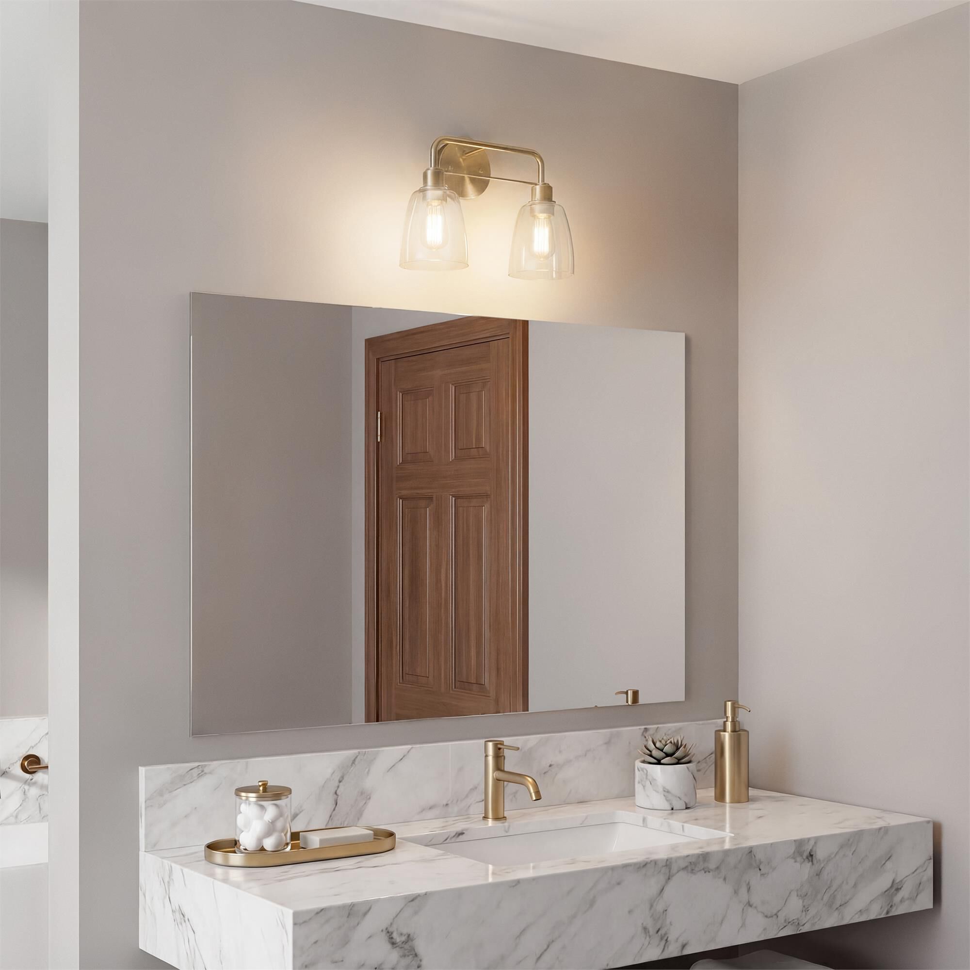 Shown in Champagne Bronze finish and Clear glass