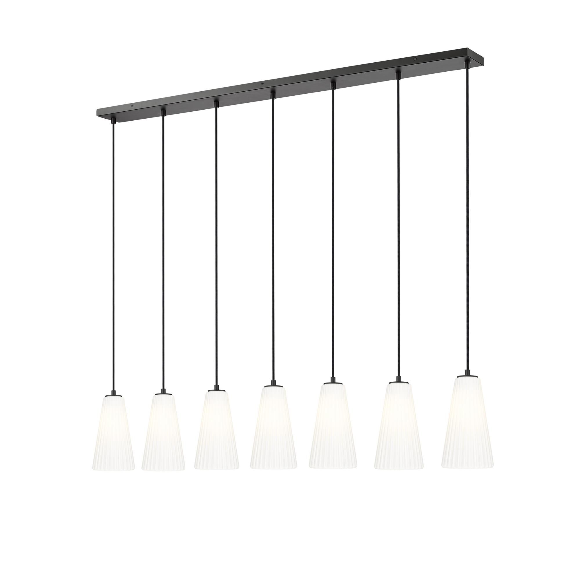 Shown in Matte Black finish and White glass and White shade
