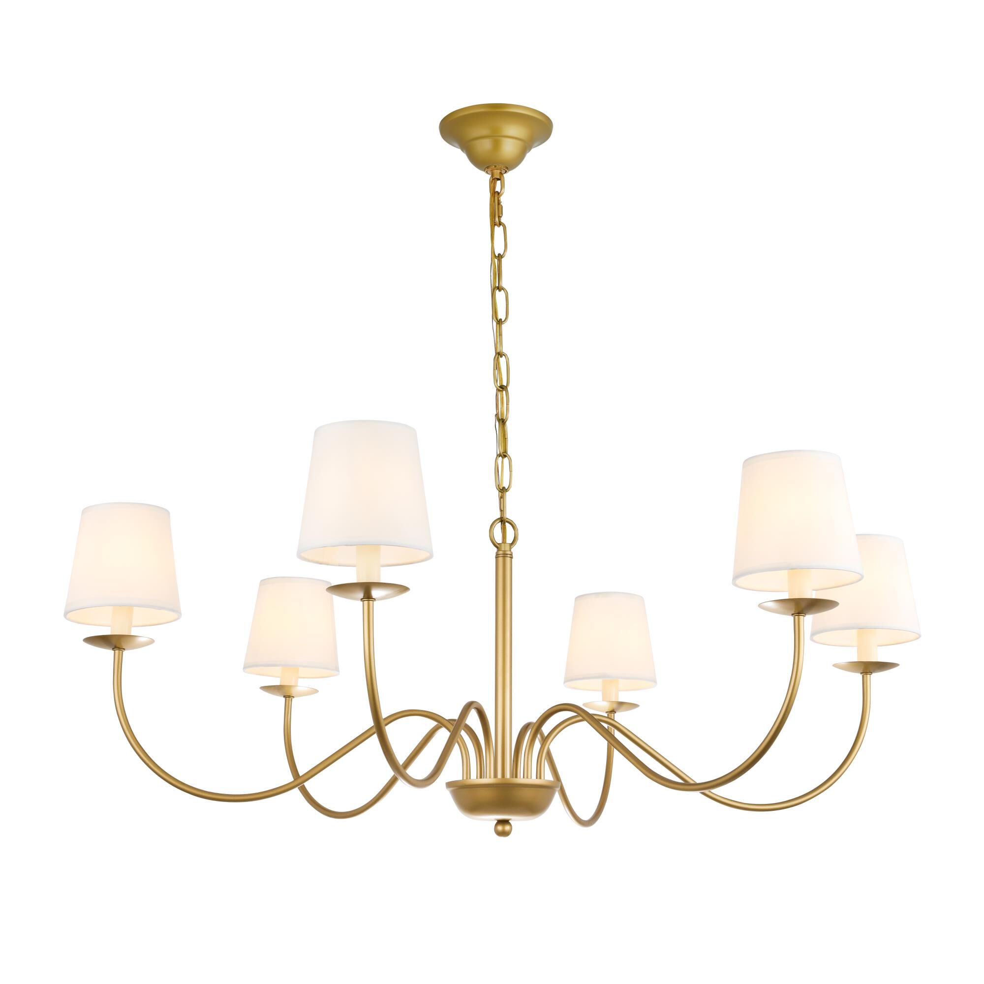 Shown in Brass finish and White Fabric shade