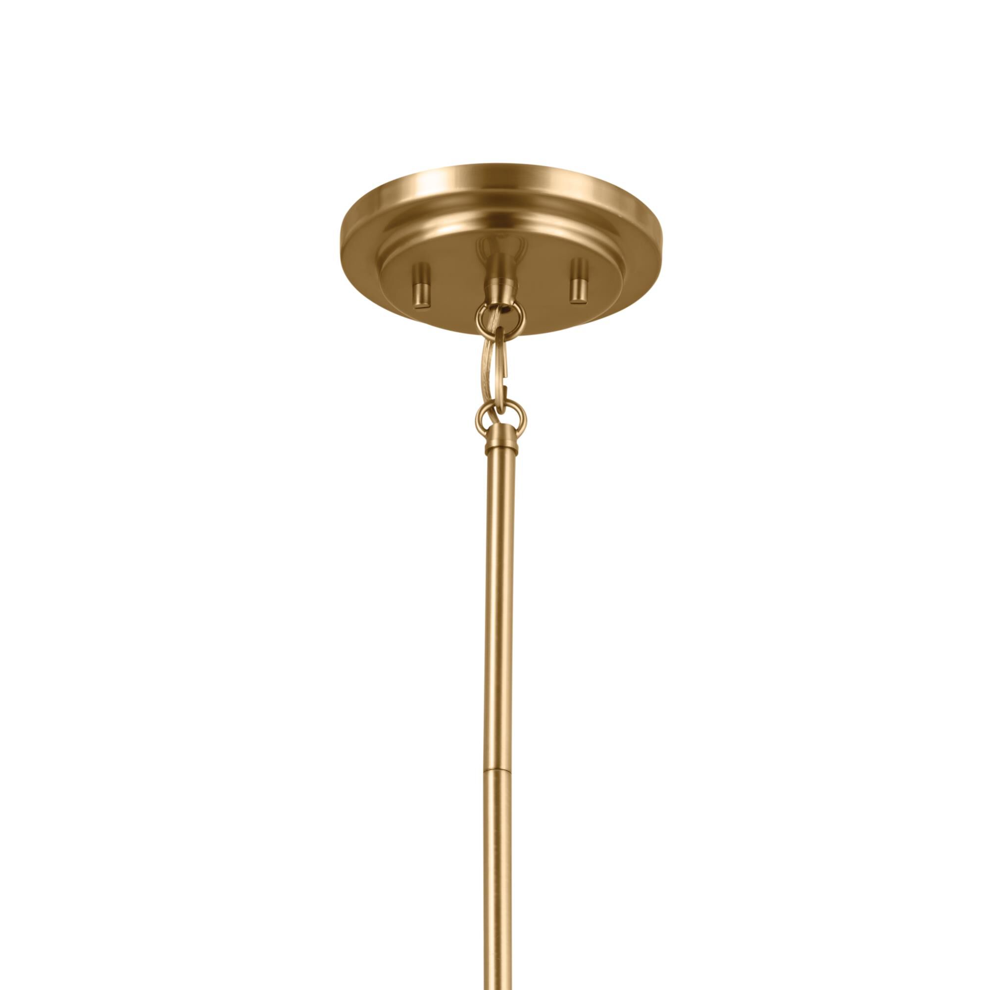 Shown in Brushed Natural Brass finish and Fabric and Drum shade