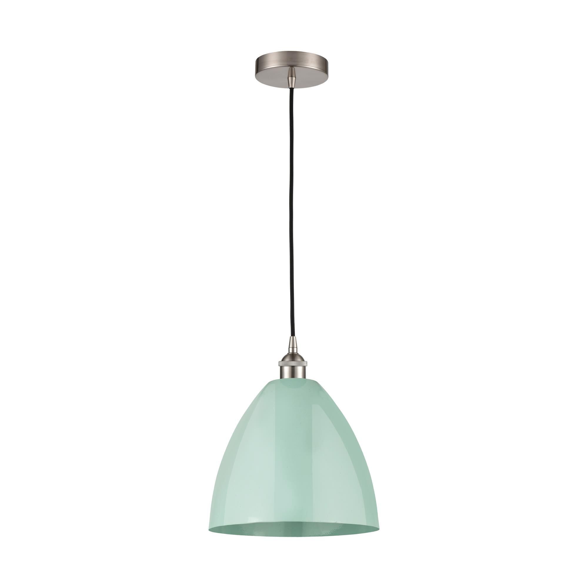 Shown in Brushed Satin Nickel finish and Seafoam Dome shade