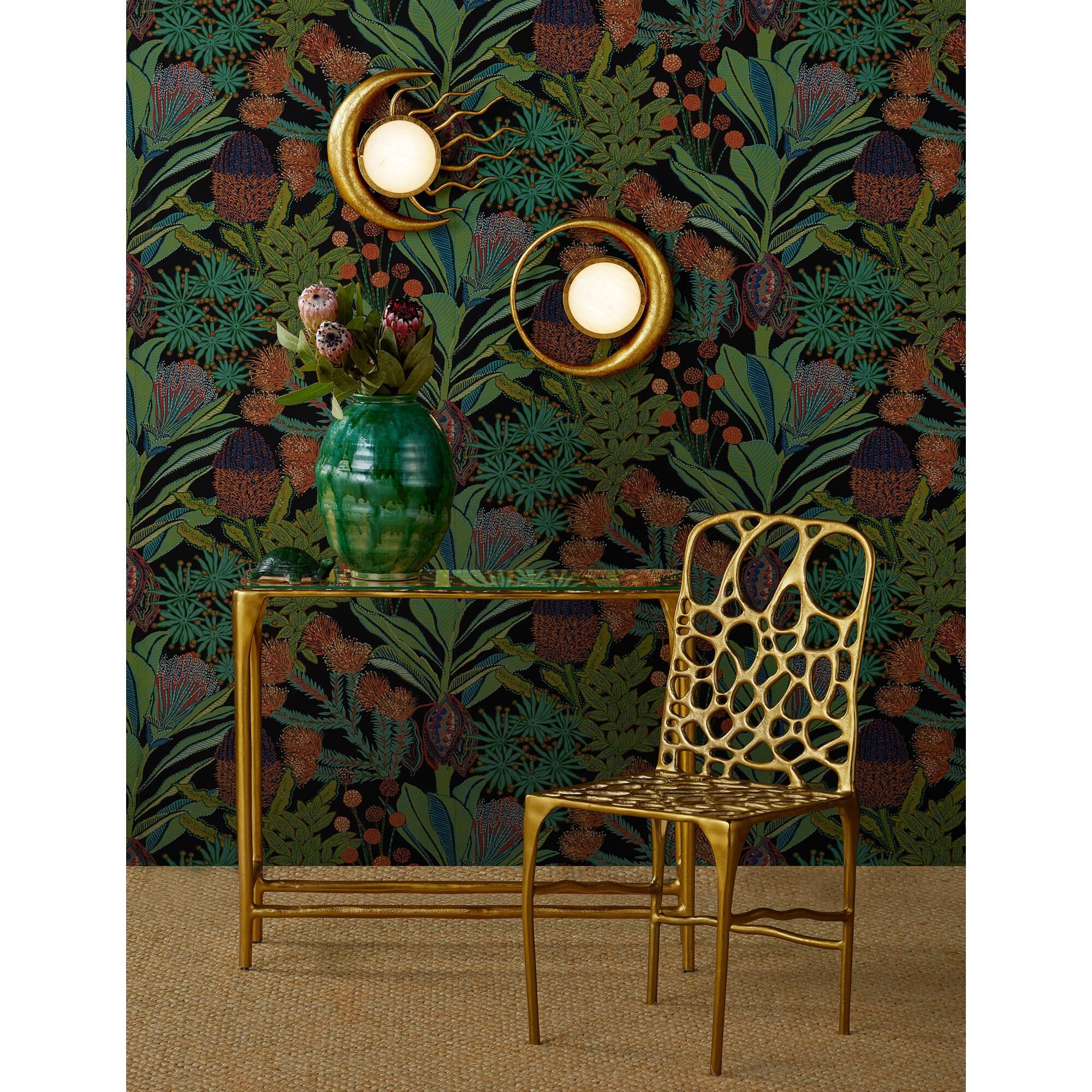 Shown in Gold Leaf and White finish and White Marble Diffuser shade