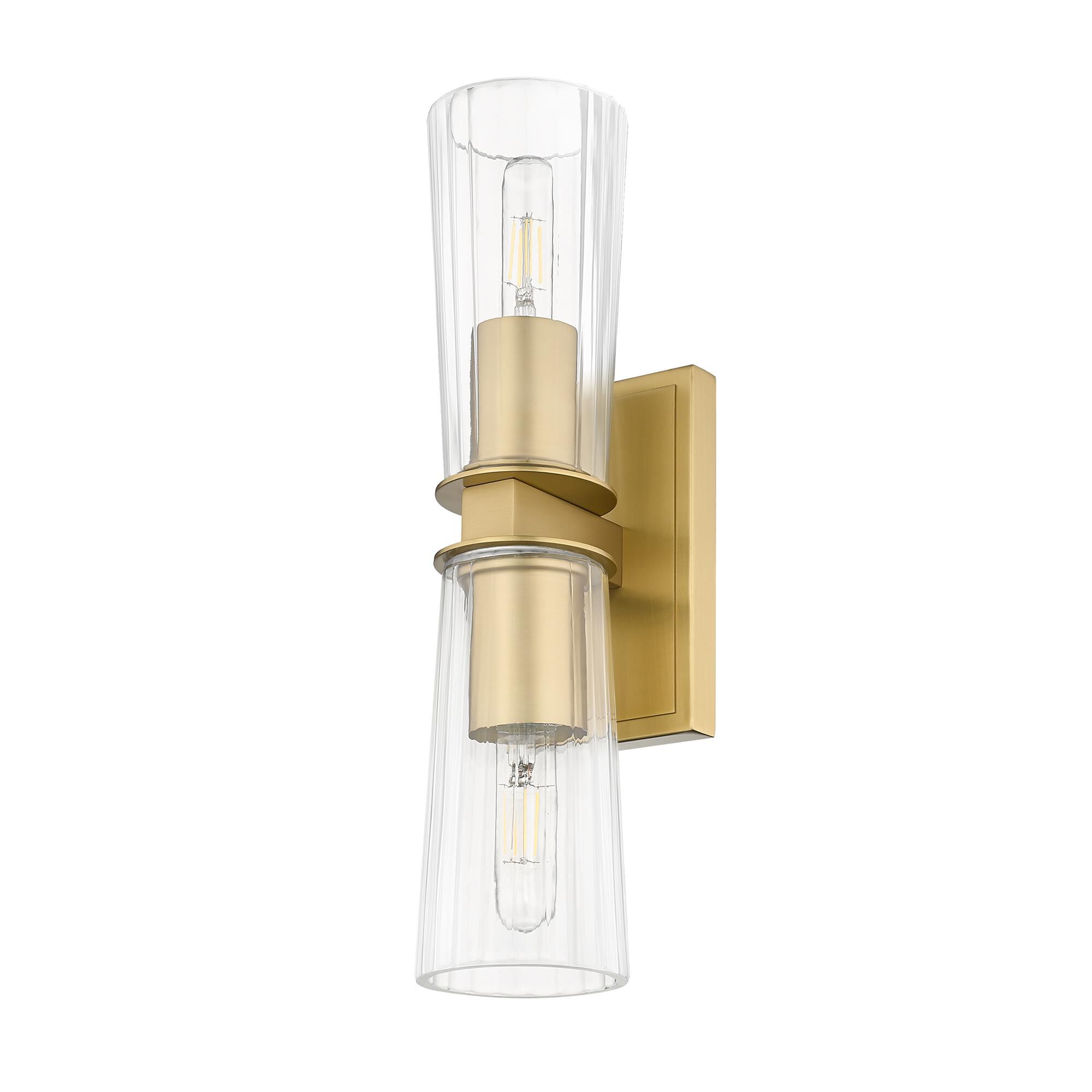 Shown in Modern Gold finish and Clear glass and Clear shade