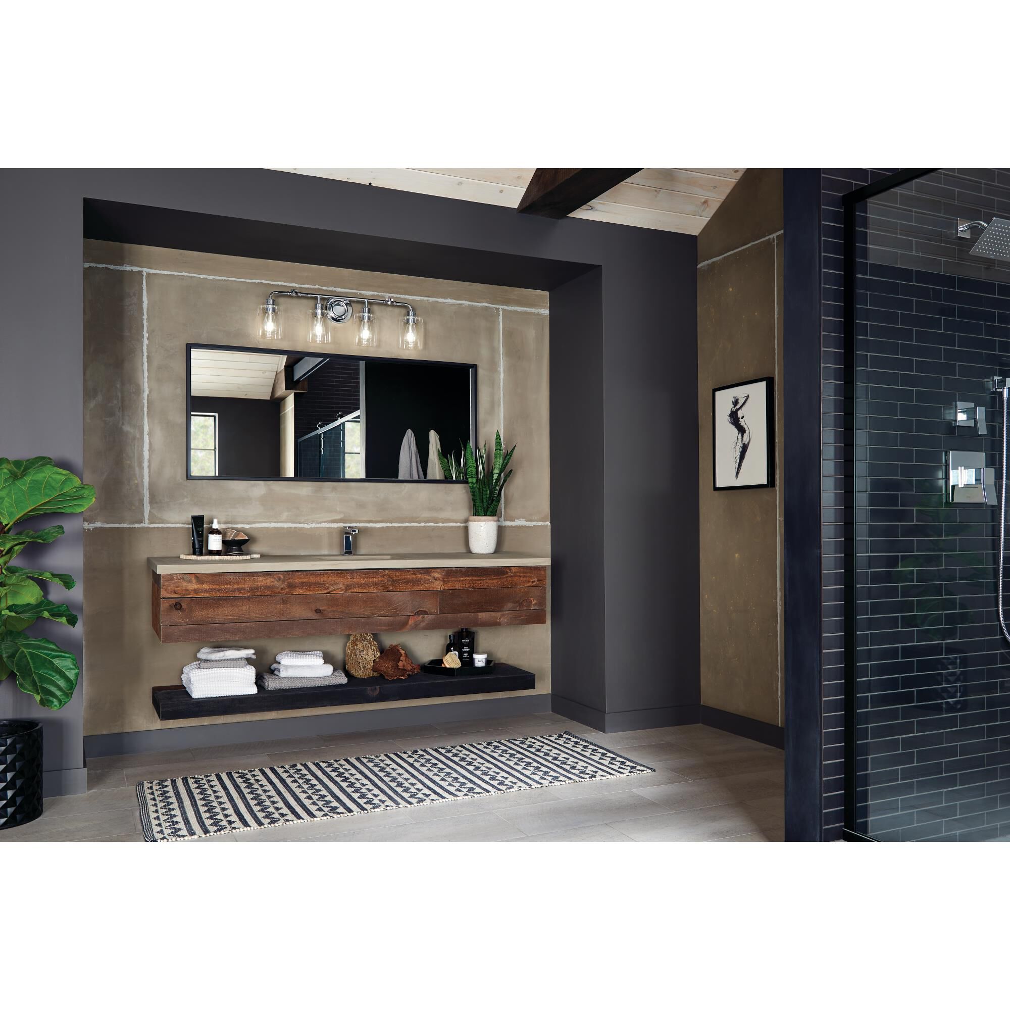 Shown in Chrome finish and Clear glass