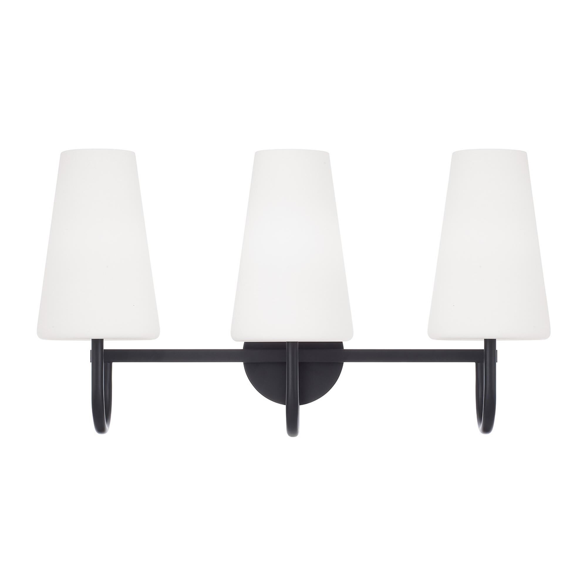 Shown in Matte Black finish and Soft White glass