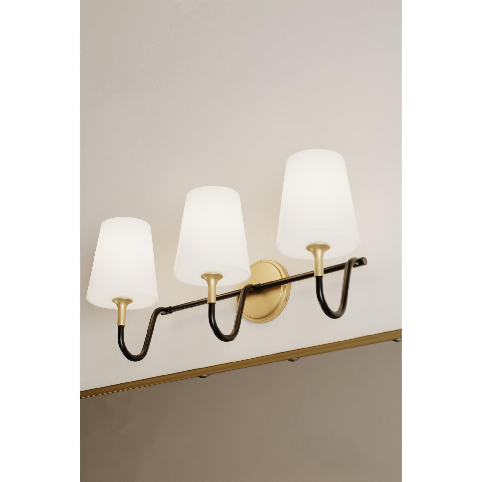Shown in Legacy Brass finish and Etched White glass