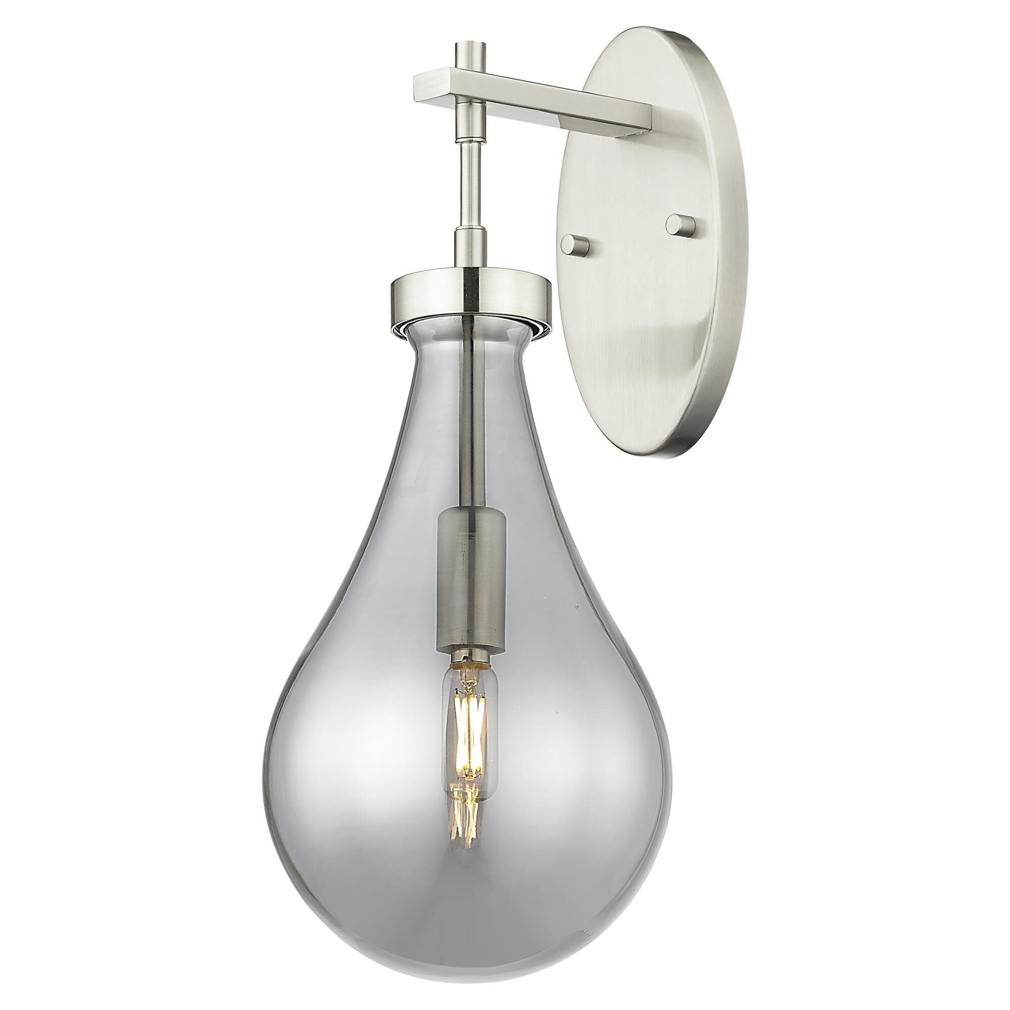 Shown in Satin Nickel finish and Light Smoke glass