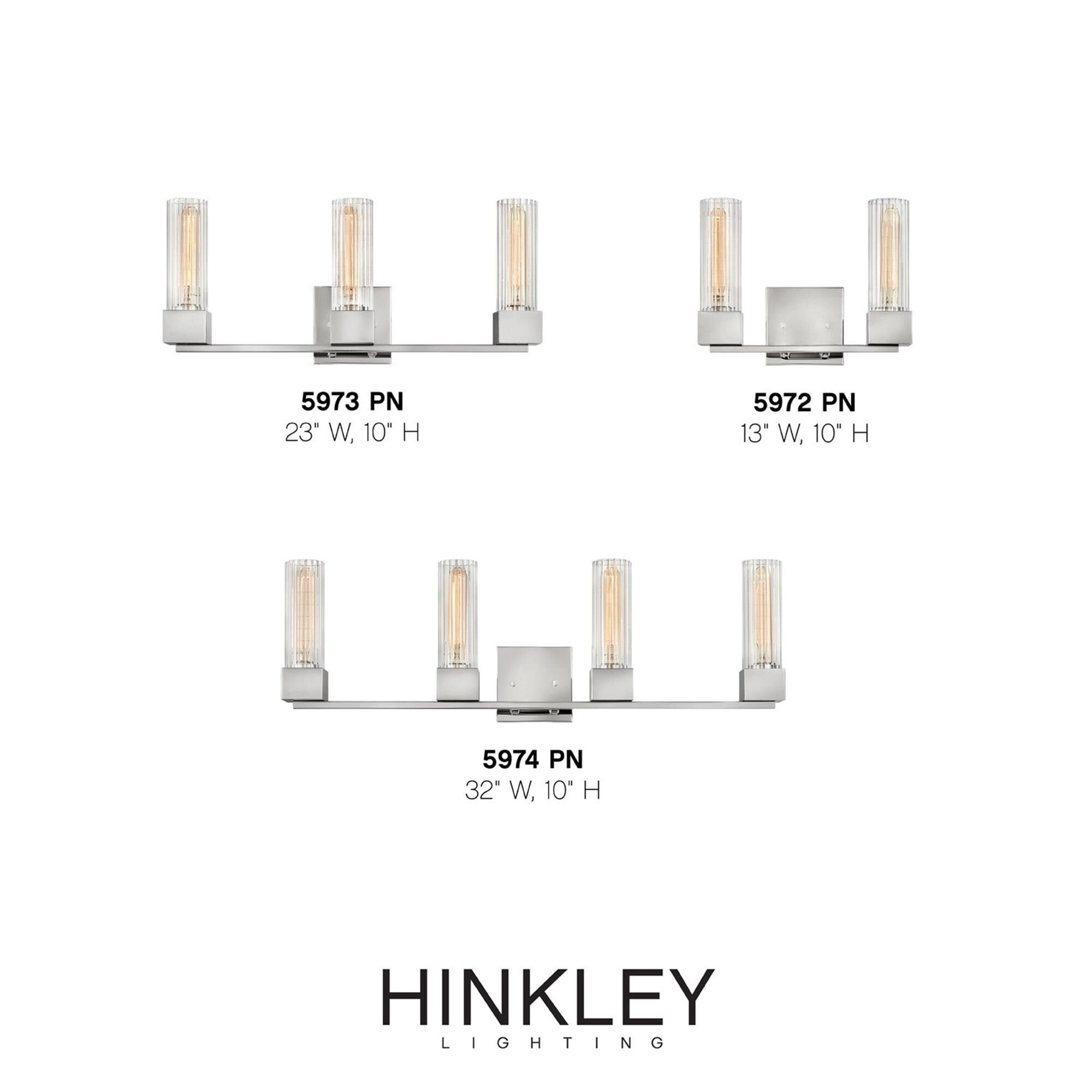 Shown in Polished Nickel finish and Ribbed Clear glass