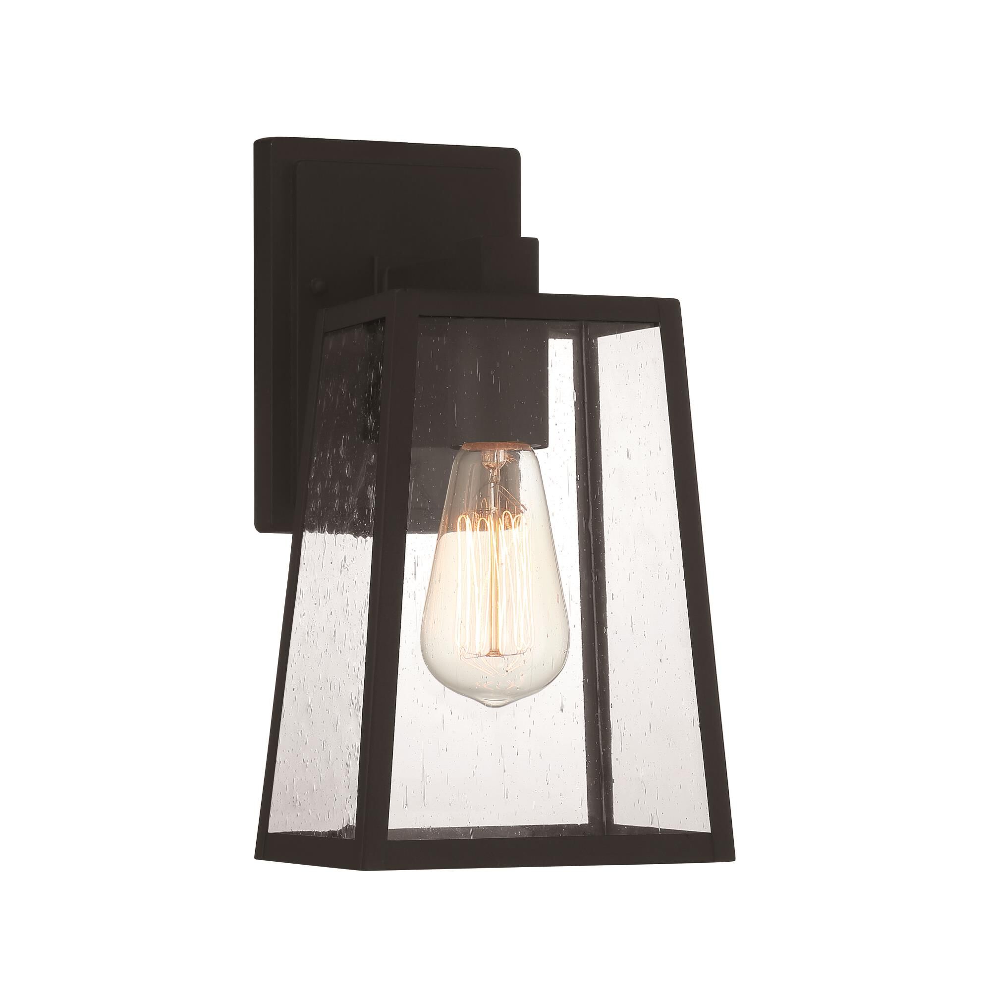 Shown in Textured Matte Black finish and Clear Seeded glass and Glass shade