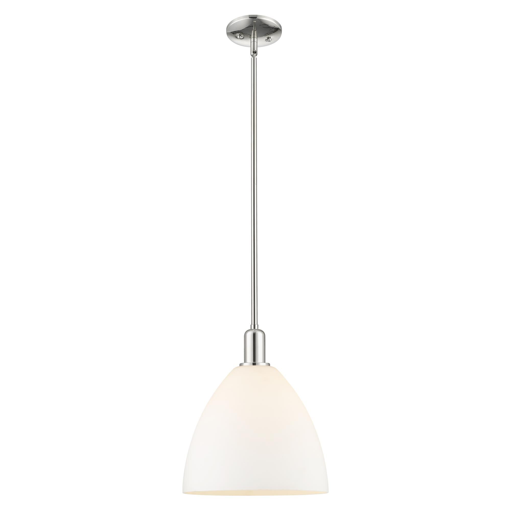 Shown in Polished Nickel finish and Matte White glass