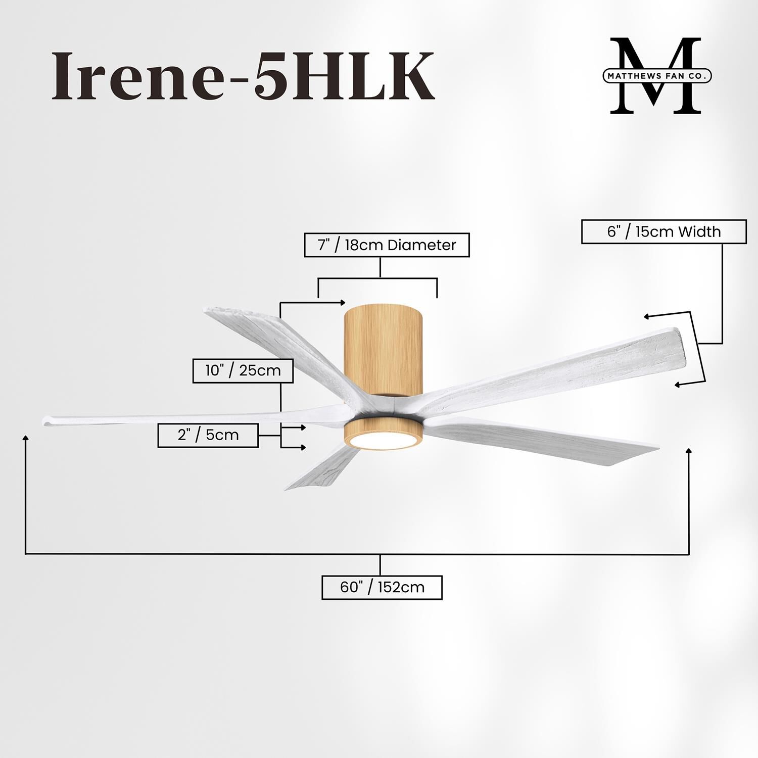 Irene 60 Inch Flush Mount Fan with Light Kit by Matthews Fan Company