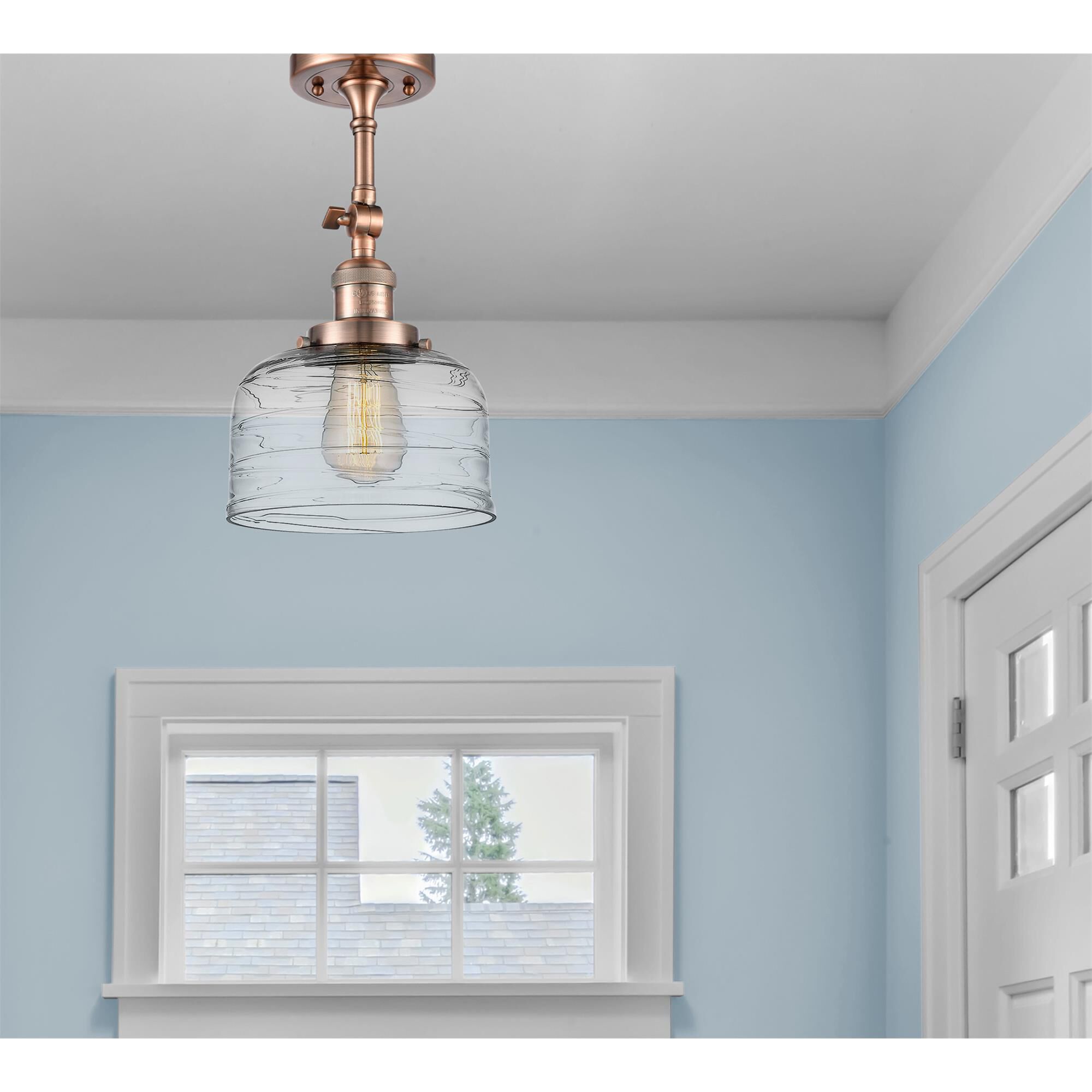 Shown in Antique Copper finish and Clear glass