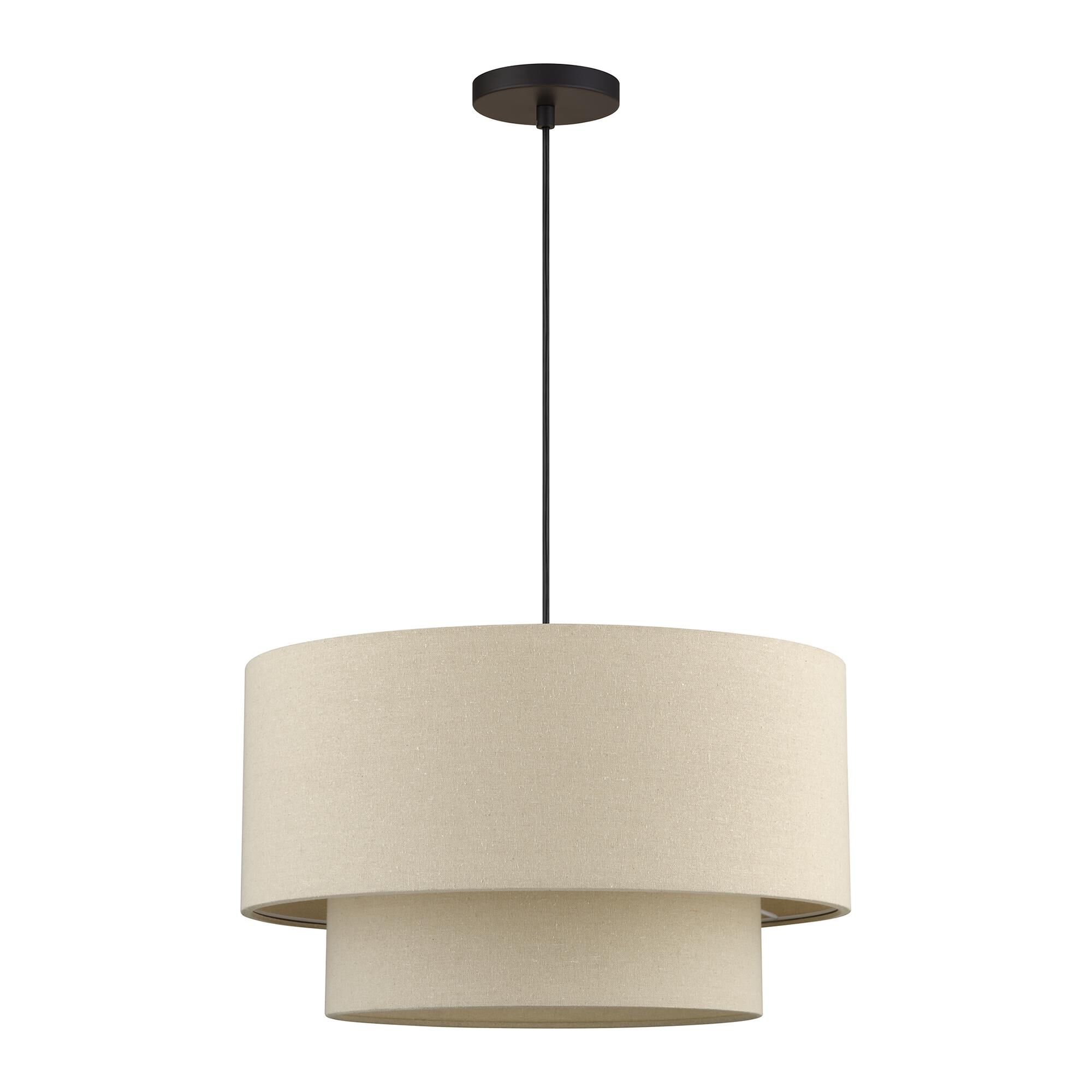 Shown in Bronze finish and Hand Crafted Parchment Color Hardback Fabric shade