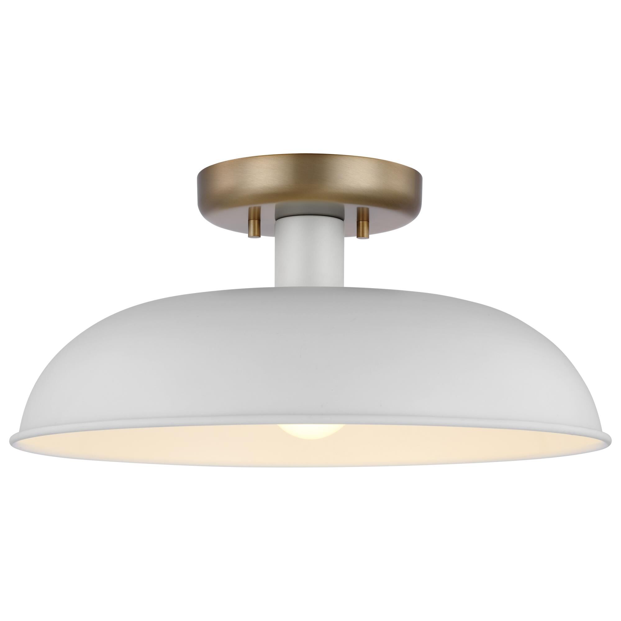 Shown in Matte White and Burnished Brass finish