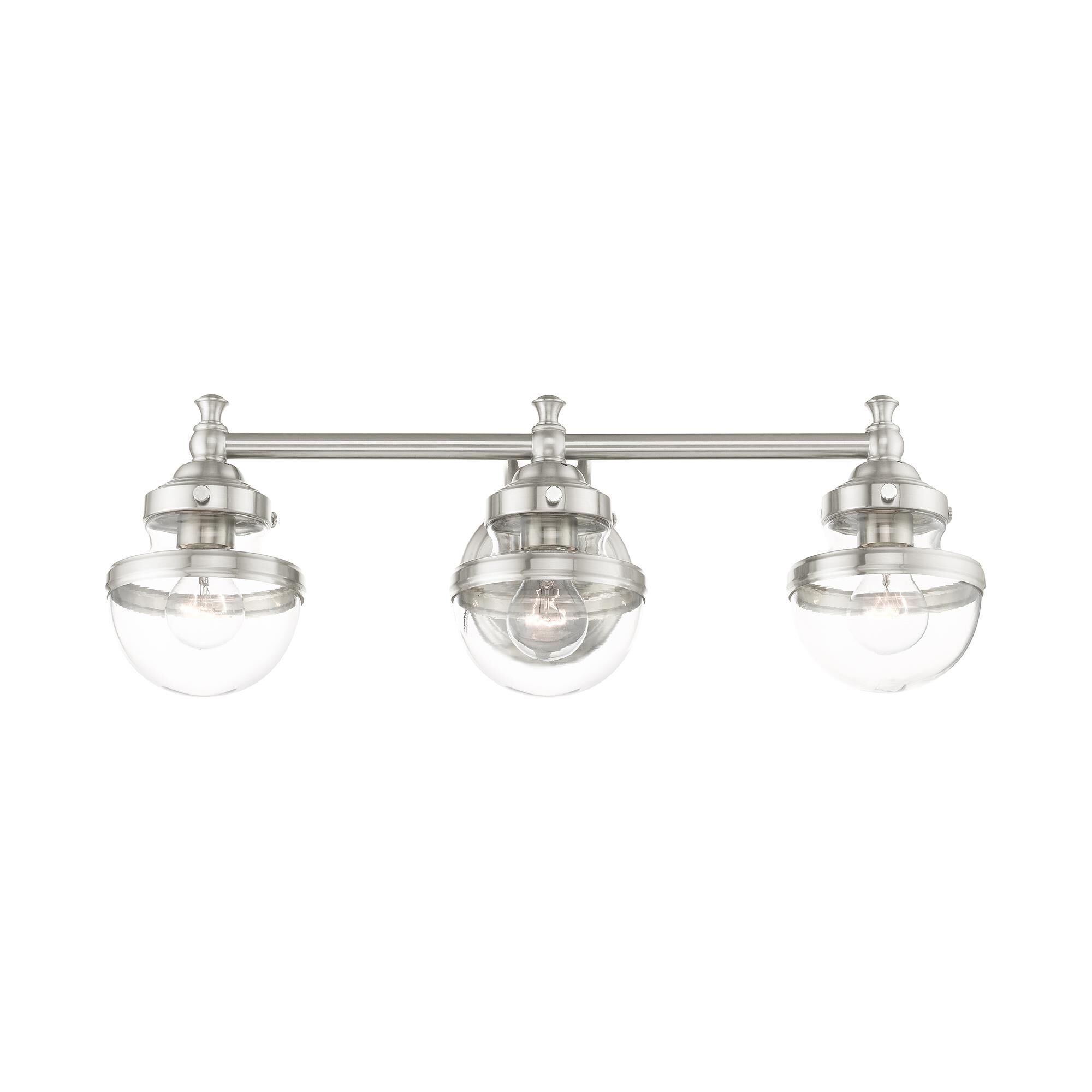 Shown in Brushed Nickel finish and Hand Blown Clear glass and Hand Blown Clear Glass shade