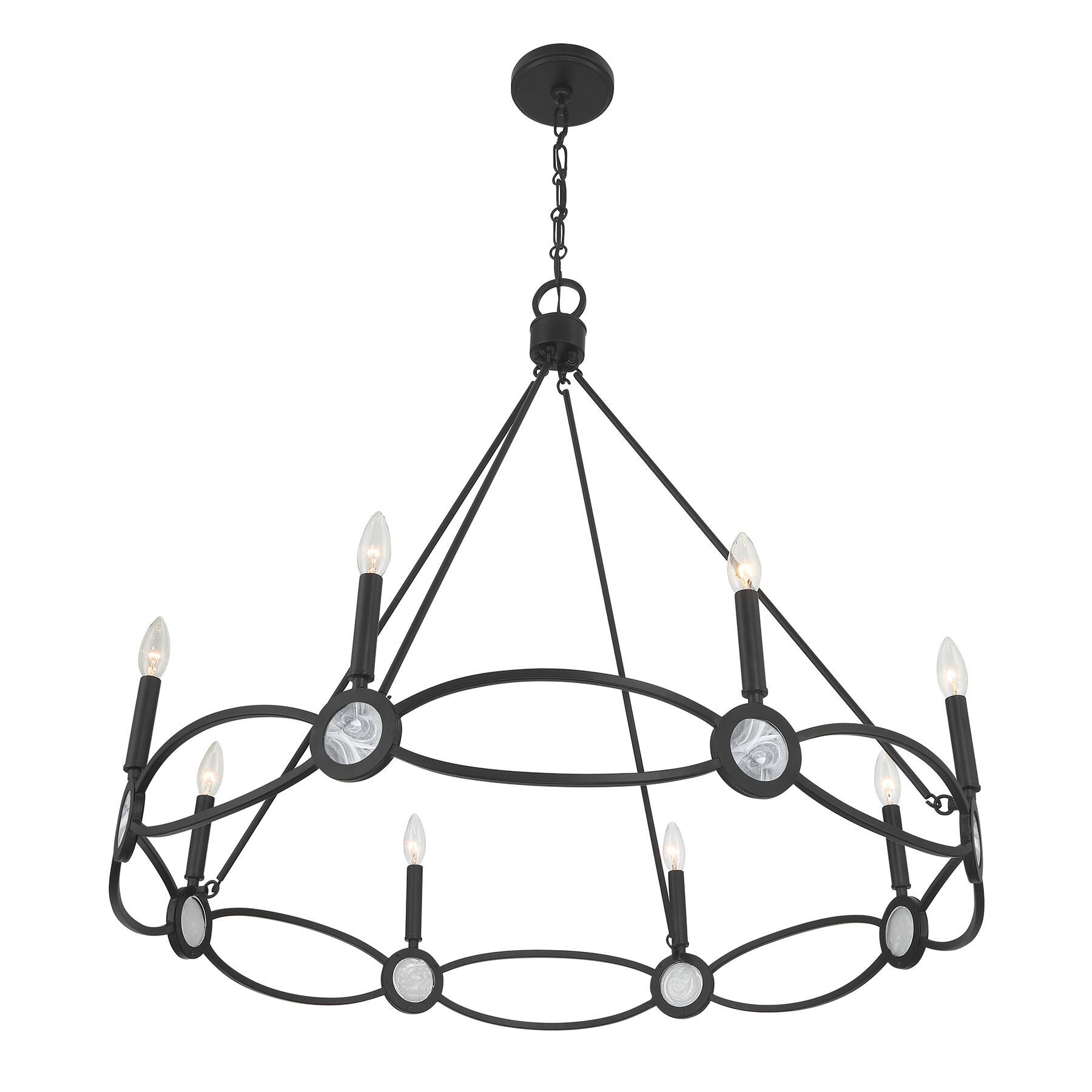 Shown in Matte Black finish and Strie glass