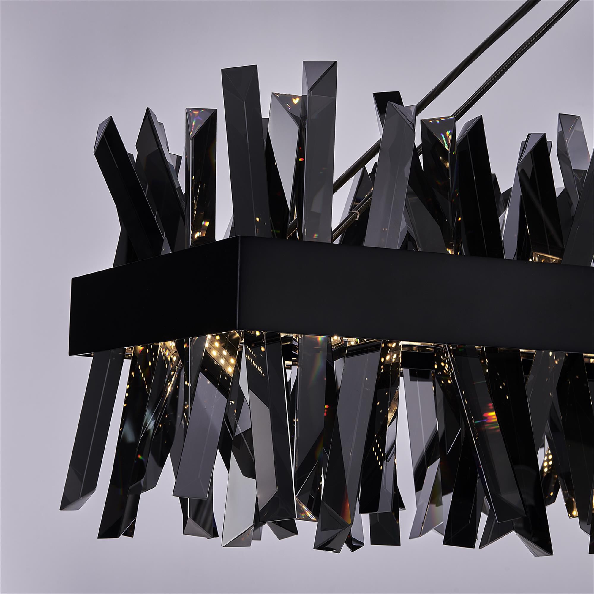 Shown in Black Nickel finish and Smoked Firenze crystal