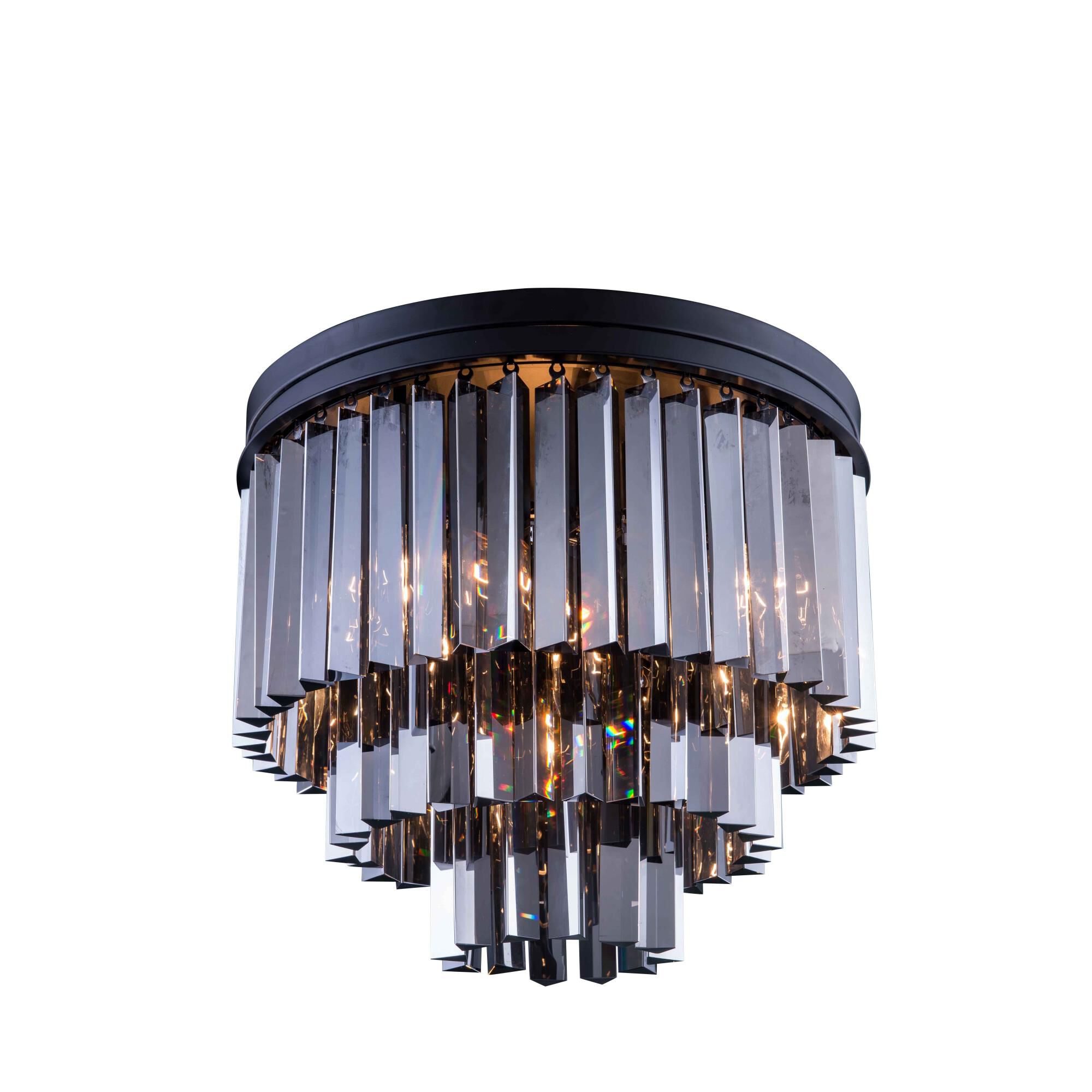 Shown in Matte Black finish and Royal Cut crystal and Silver Shade (Grey) accent