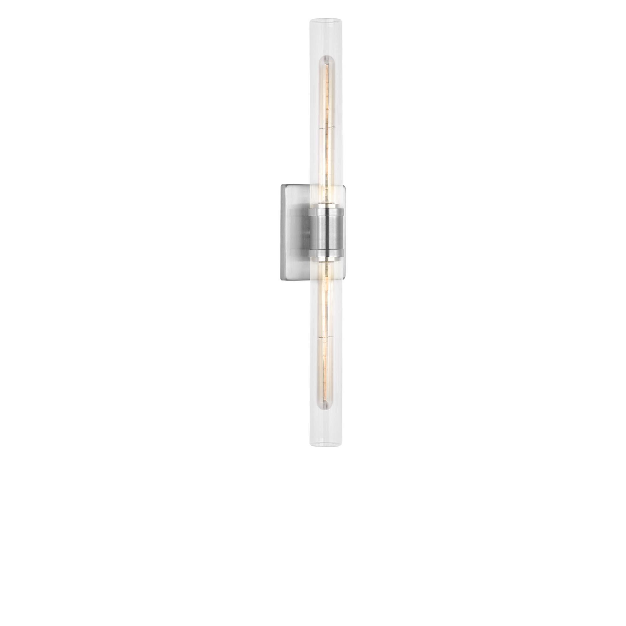 Shown in Brushed Nickel finish and Clear Fluted glass
