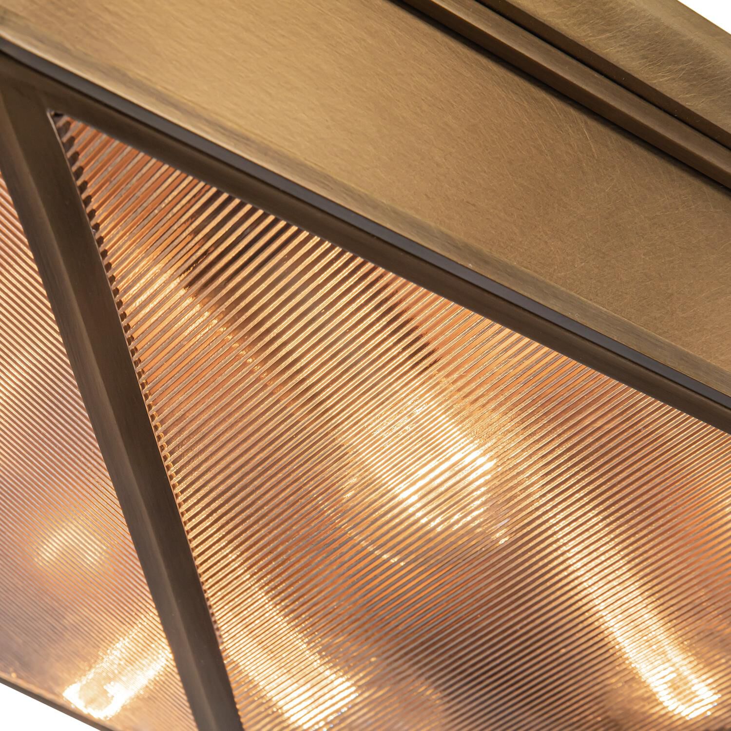 Shown in Vintage Brass/Clear Ribbed Glass finish and Clear Ribbed glass