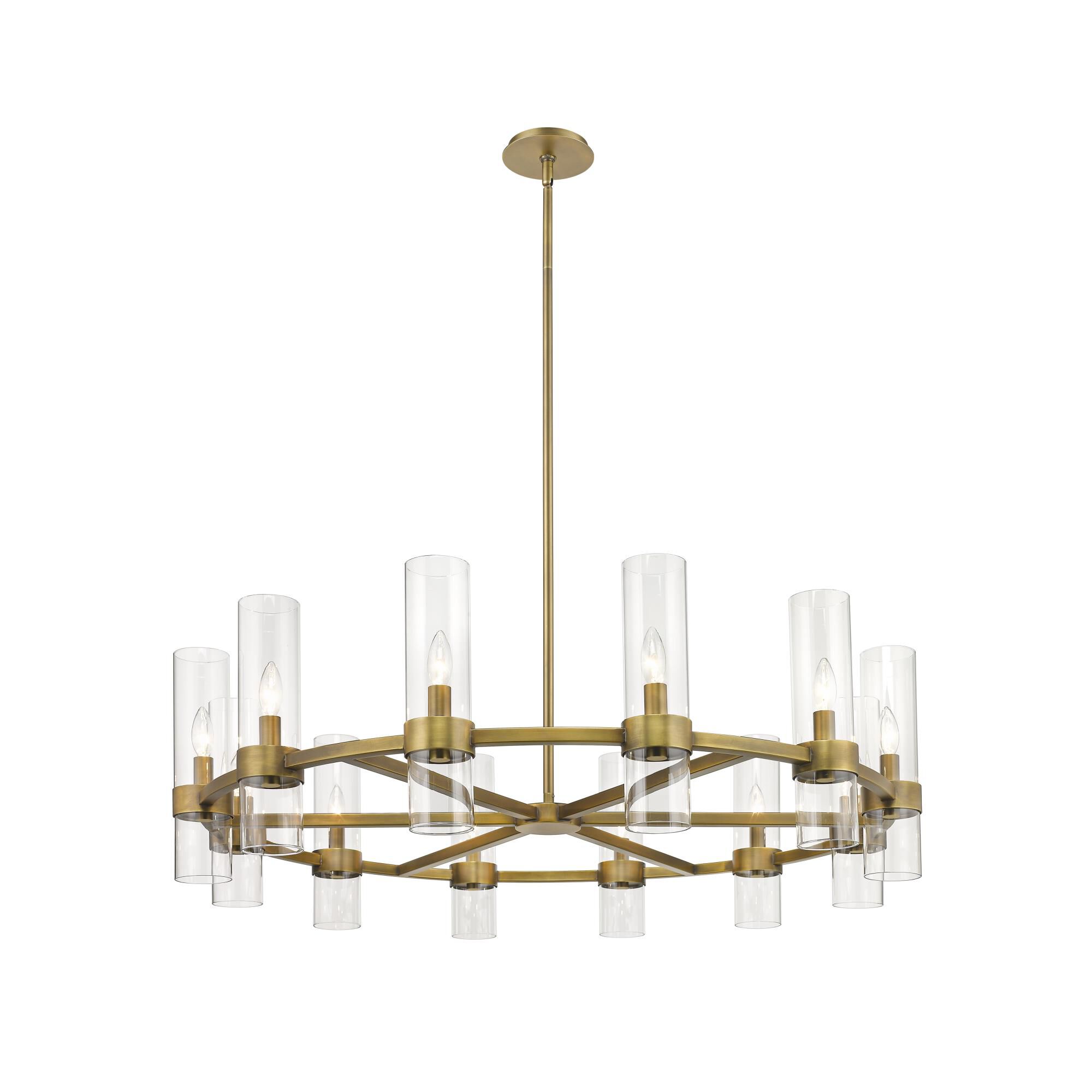 Shown in Rubbed Brass finish and Glass shade