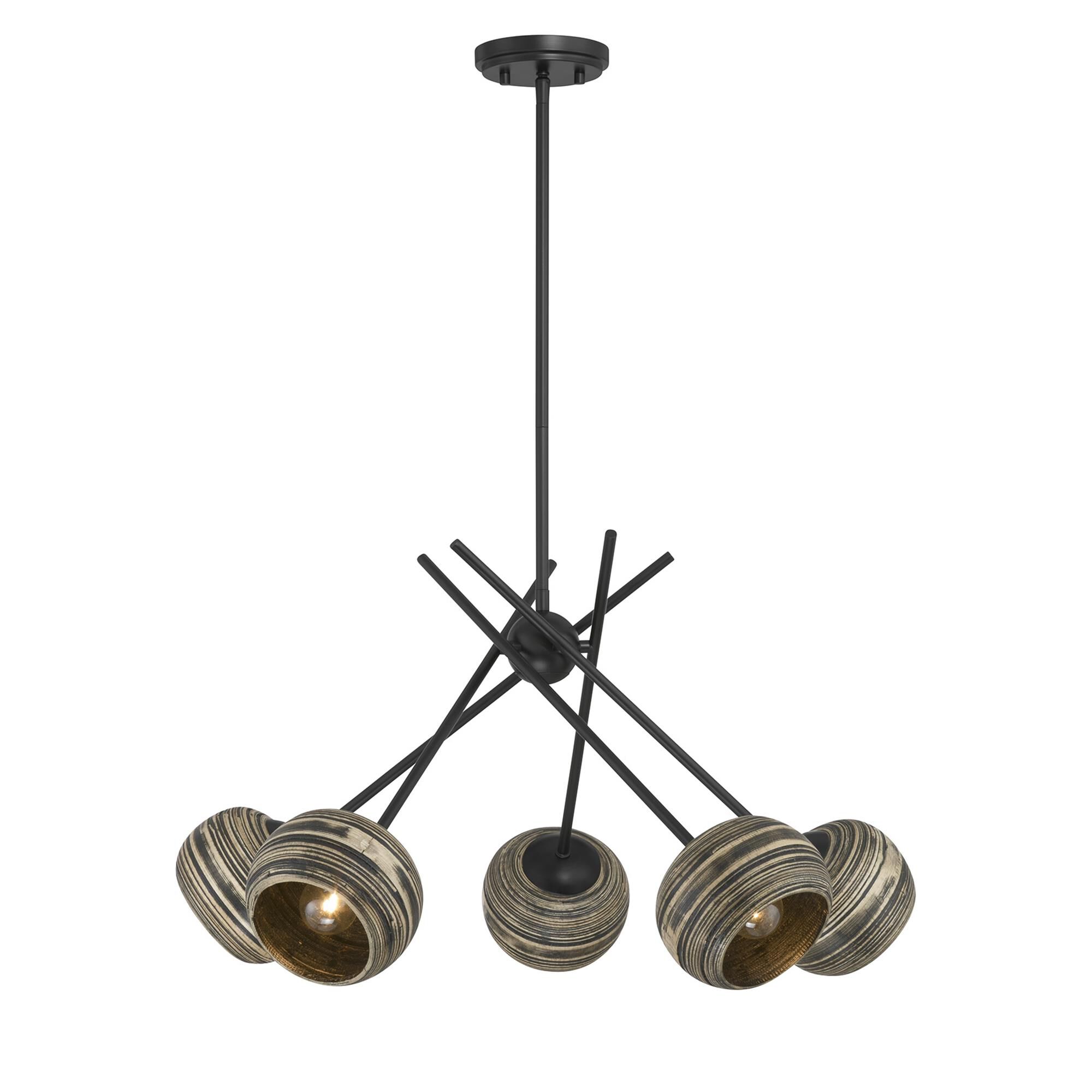 Shown in Matte Black finish and Spun Bamboo shade