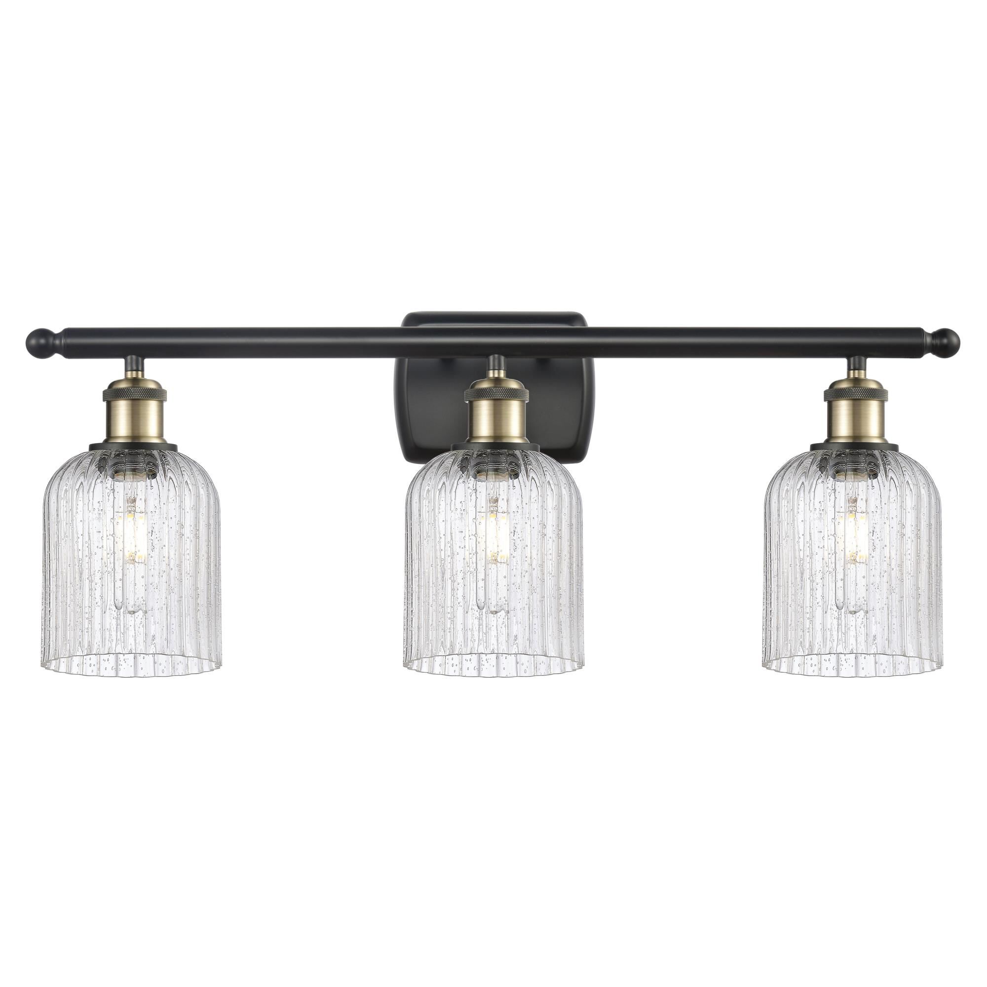 Shown in Black Antique Brass finish and Seedy shade