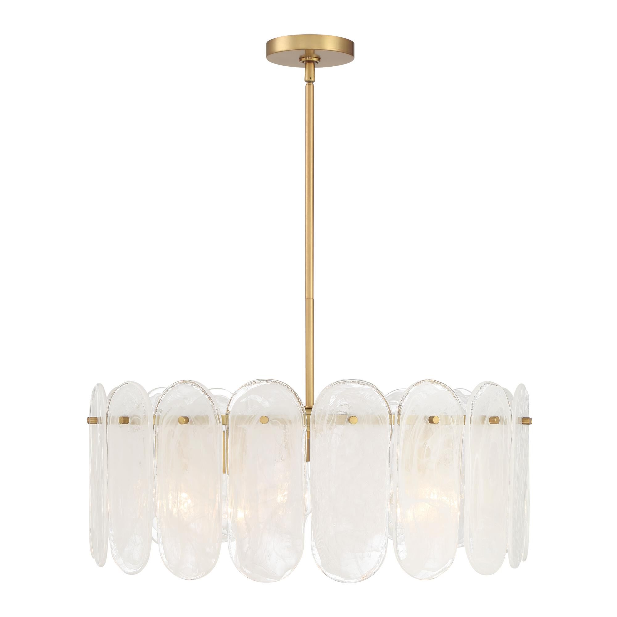 Shown in Legacy Brass finish and Clear glass and Alabaster Glass shade