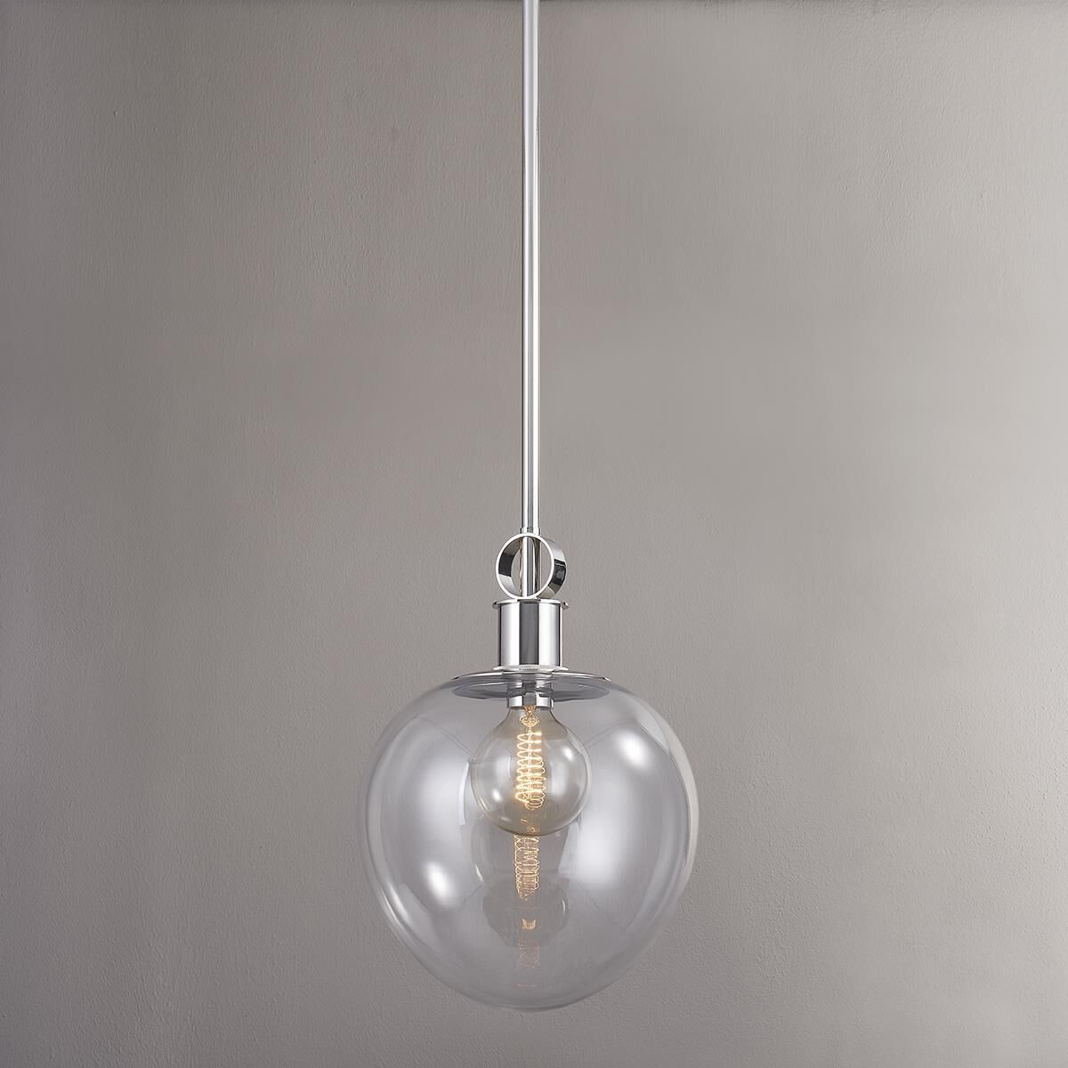 Shown in Polished Nickel finish and Clear glass