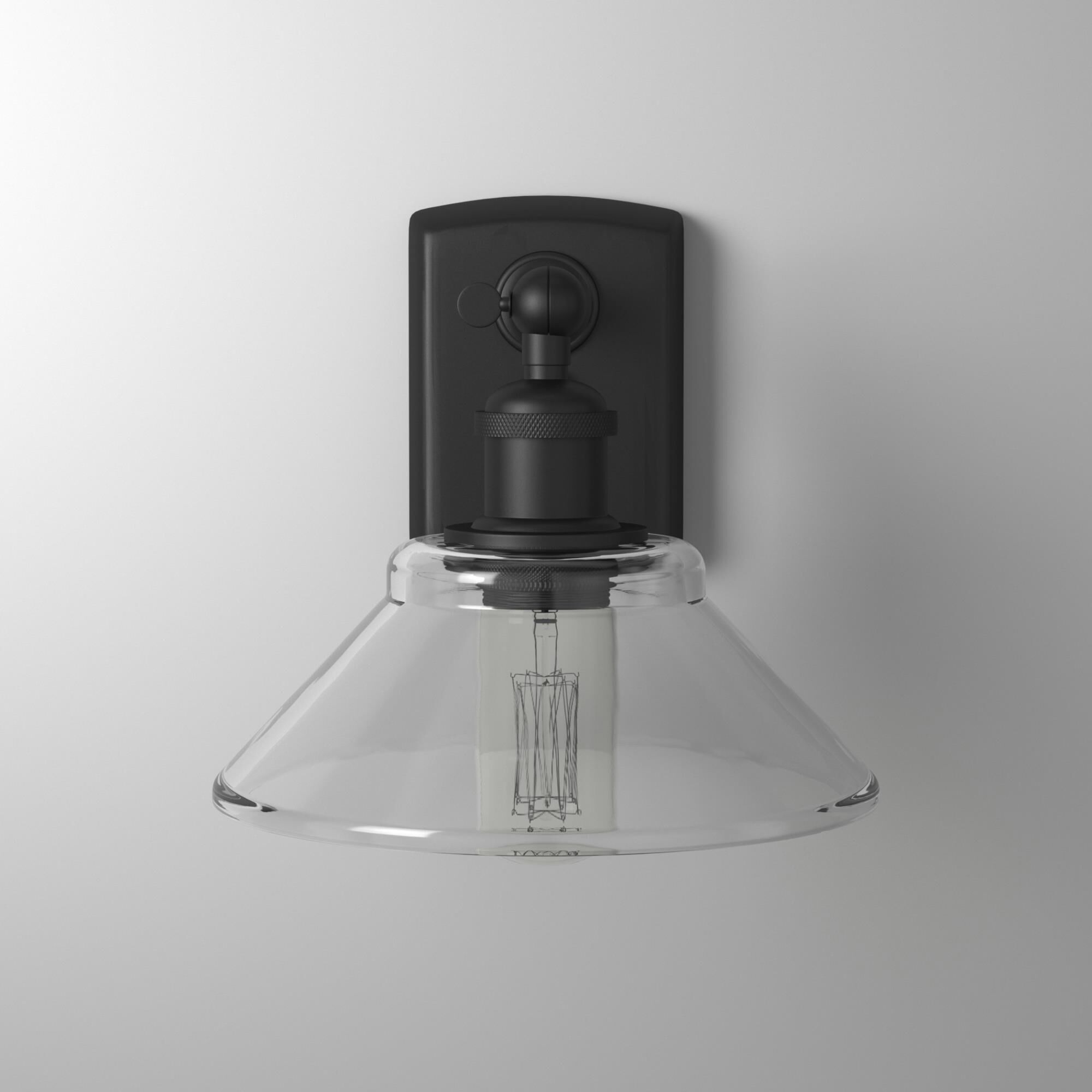 Shown in Matte Black finish and Clear glass