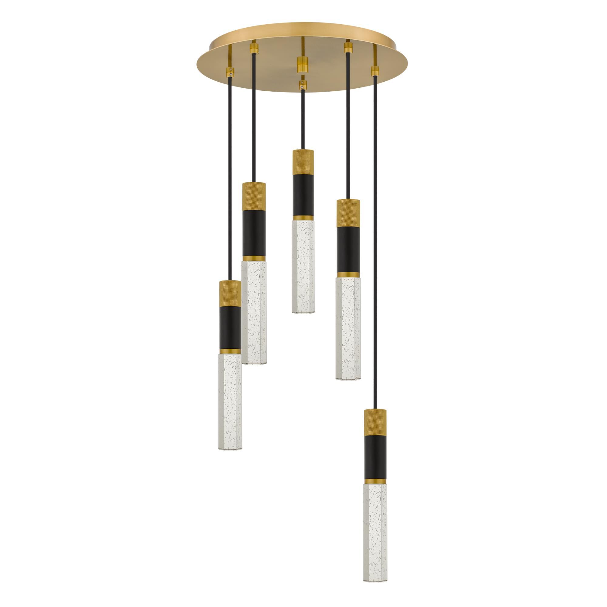 Shown in Brushed Gold finish and Seedy Crystal shade