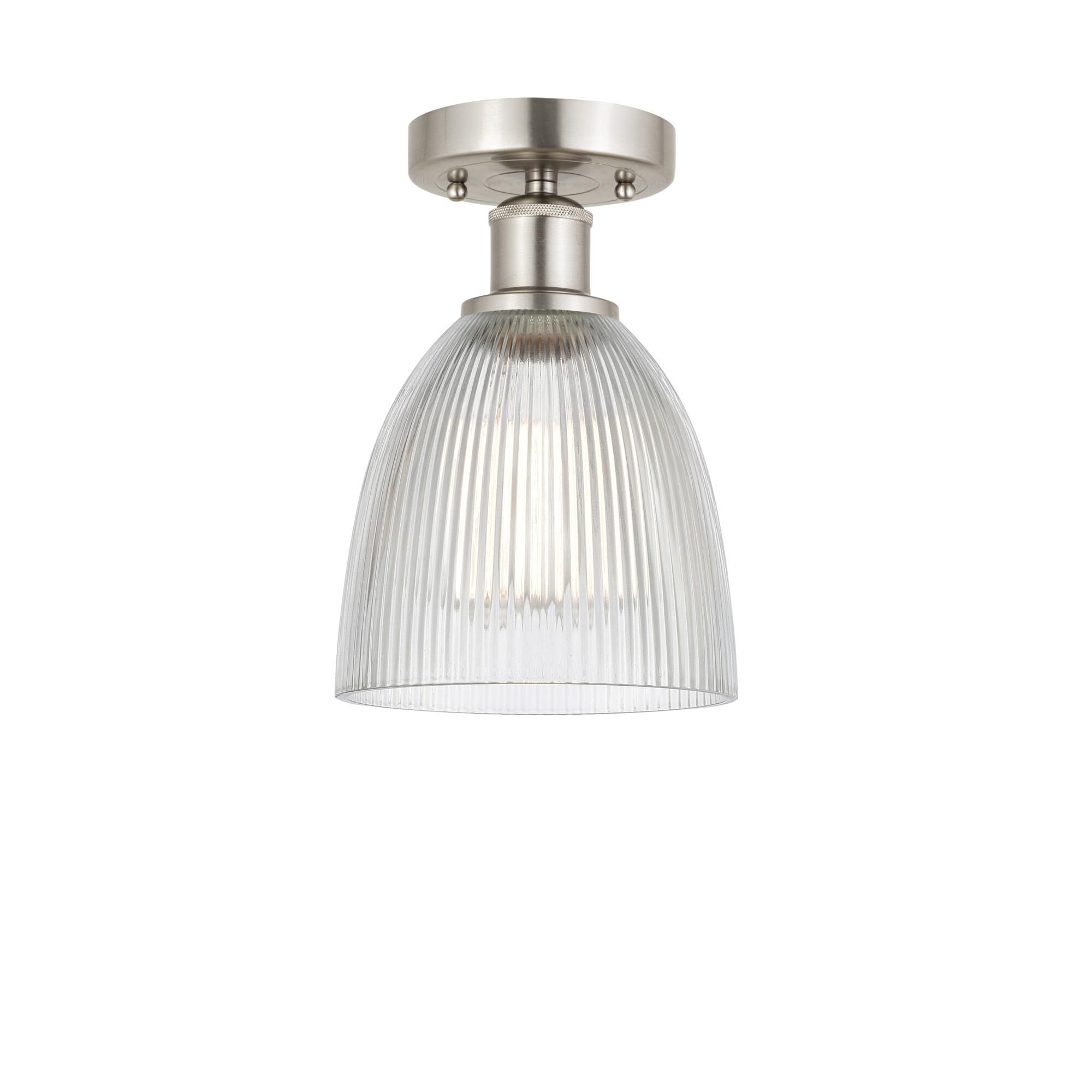 Shown in Brushed Satin Nickel, Clear finish and Clear glass and Clear Glass shade