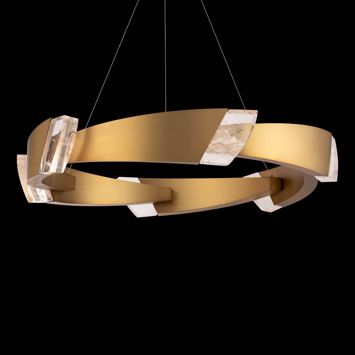 Shown in Aged Brass finish and Optic Haze crystal and Quartz glass