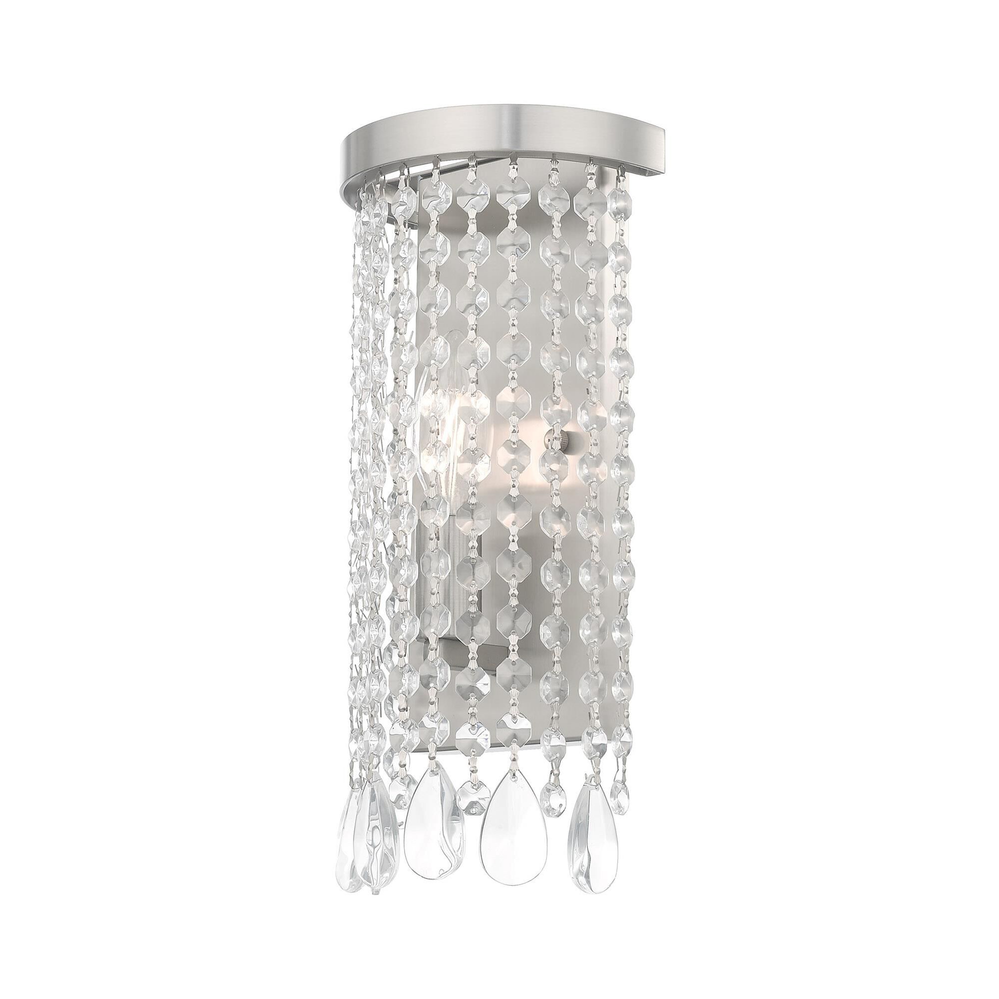 Shown in Brushed Nickel finish and Clear Crystals glass