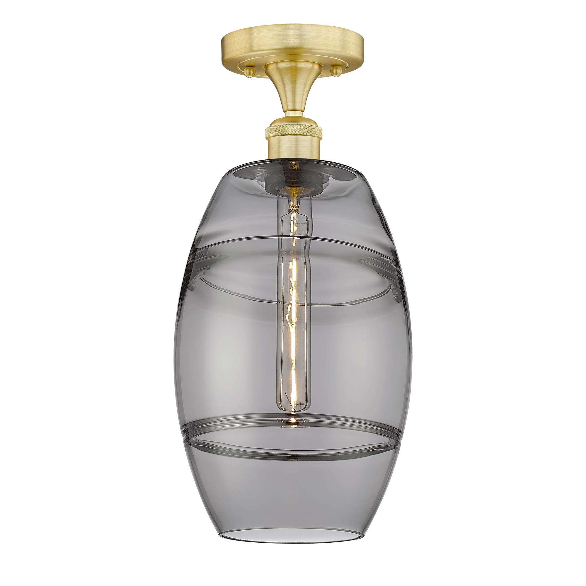 Shown in Satin Gold finish and Light Smoke glass