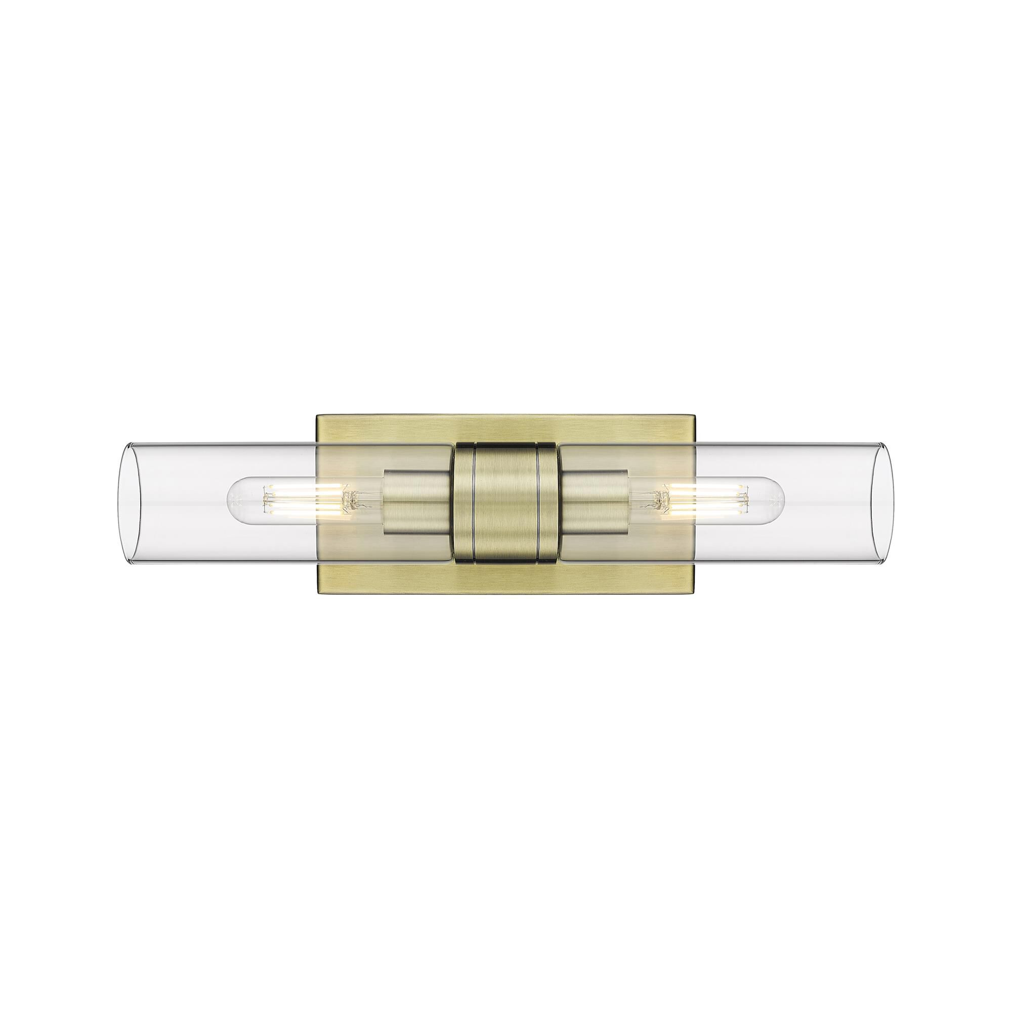 Shown in Antique Brass finish and Clear glass