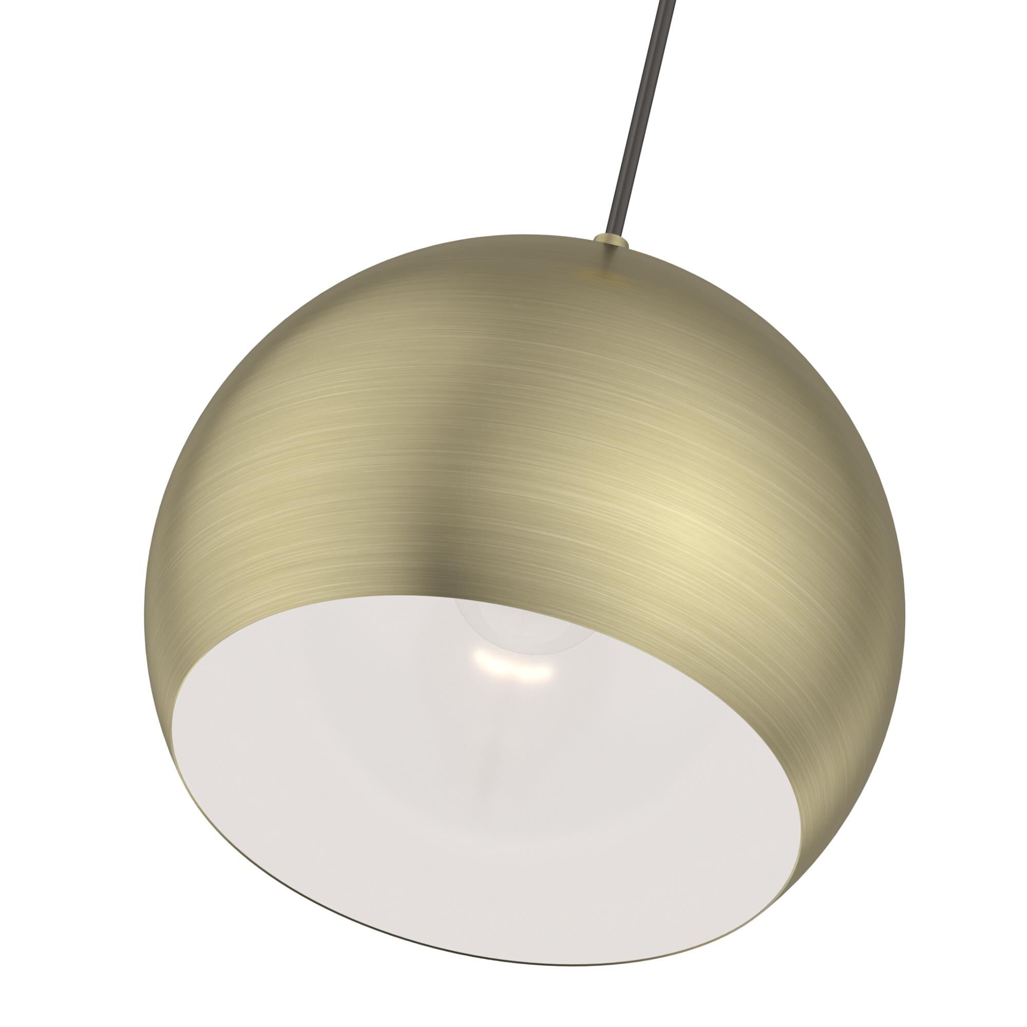Shown in Antique Brass finish and Antique Brass Metal with White Inside shade