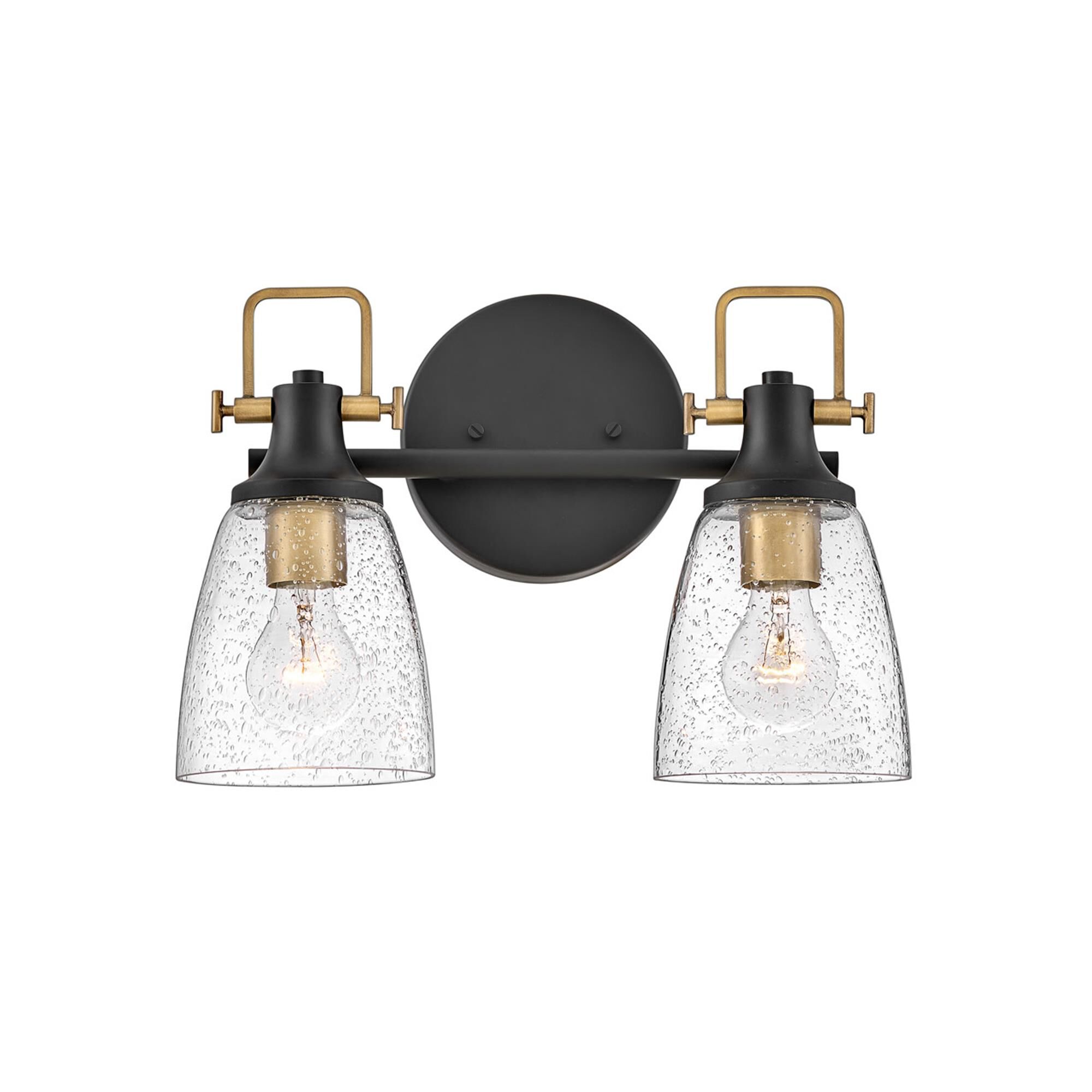 Shown in Black finish and Clear Seedy glass